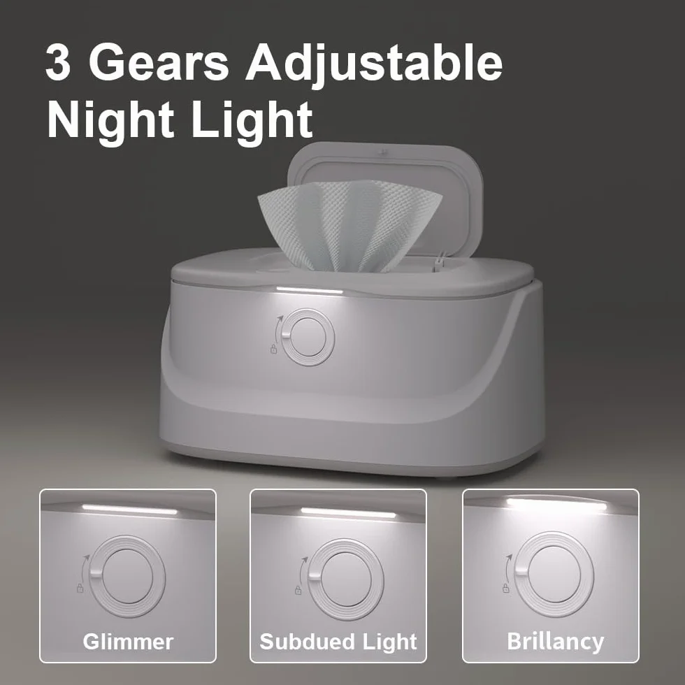 Scaldasalviette umidificate per neonati grande capacità 3 temperature 3 livelli luminosità luce notturna dispenser