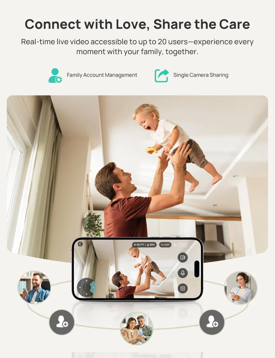 Dr.Care VistaView Baby Monitor WiFi 5” 1080P Schermo Diviso & 2 Telecamere 2K, Visione Notturna HD, Allarmi Pianto e Movimento, Audio Bidirezionale, Batteria 5000mAh, Sicurezza Tripla, Portata 390m