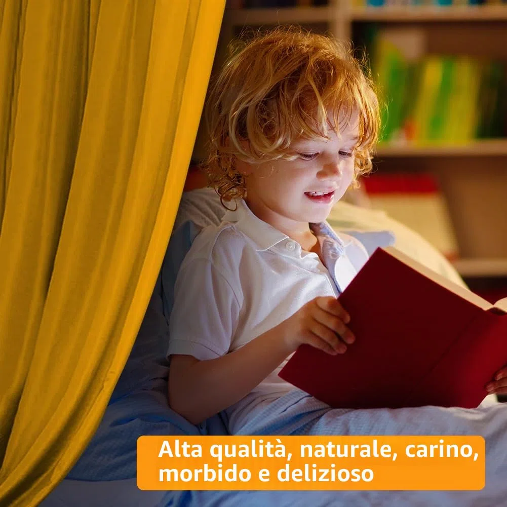 Vicloon Tenda Letto Bambini 100% Cotone, Tenda Letto Montessori per Letto Bambini, Baldacchini in Tessuto, Tenda da Letto per la casa in Mussola, 135 x 360 cm, Curcuma