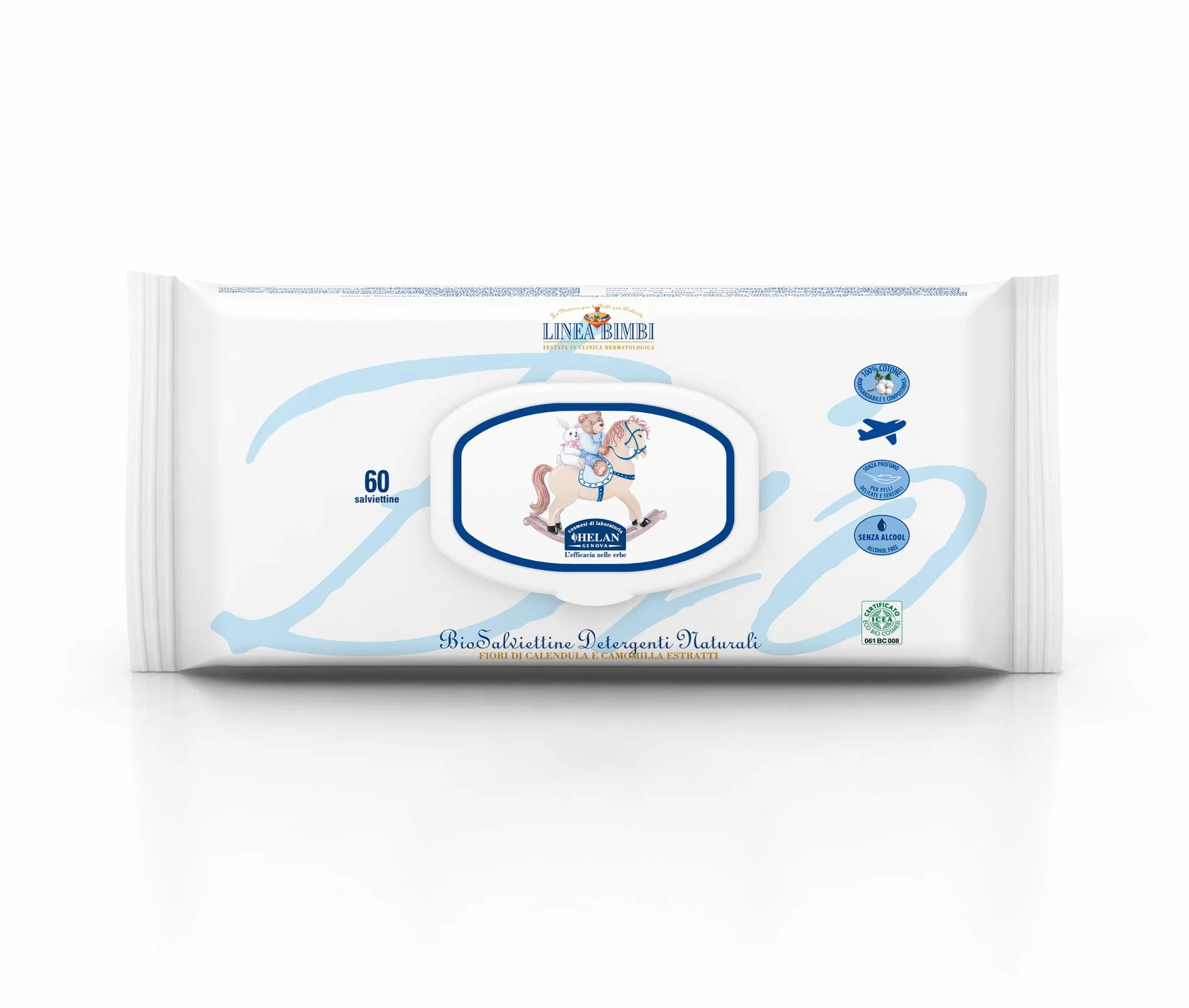 Helan, Linea Bimbi - Dolce Benvenuto Set Neonato con Shampoo Bagnoschiuma 250ml, Amido di Riso Bagnetto 75gr, Salviette 60Pz, Crema Cambio Pannolino 100gr, Crema 100ml