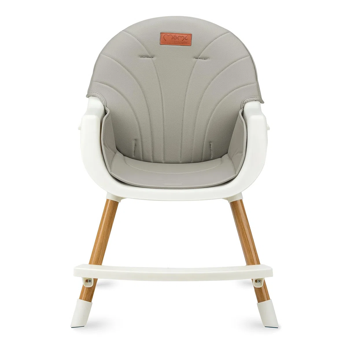 MoMi Seggiolone Pappa Evolutivo 3 in 1 - Sedia Evolutiva per Bambini da 6 a 36 Mesi - Cinture di sicurezza, Rivestimento in ecopelle, Poggiapiedi, Portabicchiere, Gioco con Ventosa - Grigio
