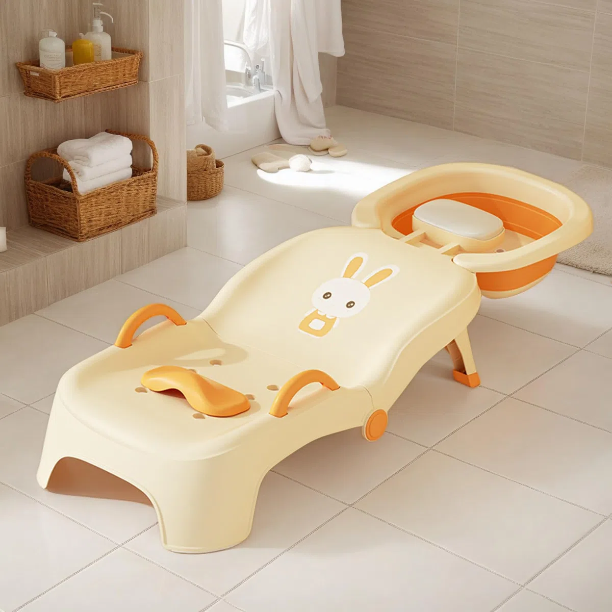 Sedia Shampoo Per Bambini | Sgabello Pieghevole per Lavaggio Capelli Bimbi Bagno,Poltrona Reclinabile Per Lavaggio Capelli Utilizzo Domestico E Professionale 0-10 Anni