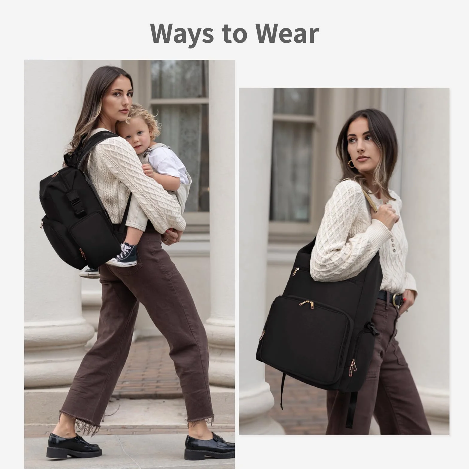 CEI-CEI Zaini Fasciatoio per Neonati Borsa Multifunzione Impermeabile in Neoprene con Tasca Isolata Zaino per Pannolini da Viaggio con Portabebè Integrato
