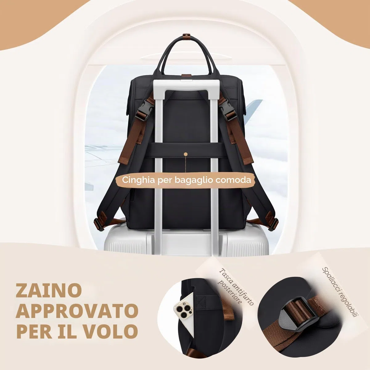 Zaino per pannolini, borsa per pannolini multifunzione resistente all'acqua con gancio, borsa per pannolini da appendere casual per mamma