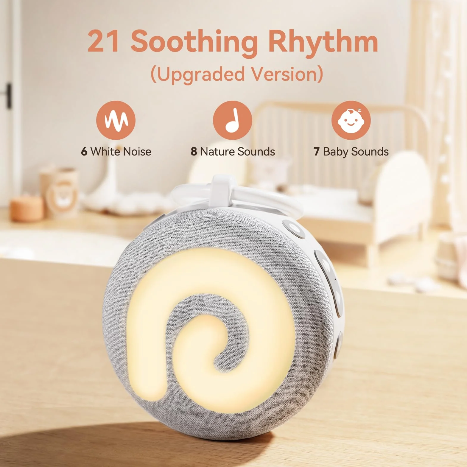 Dreamegg D11 Rumori Bianchi Neonato Portatile con Luce Notturna, 21 Suoni Rilassanti, USB Ricaricabile
