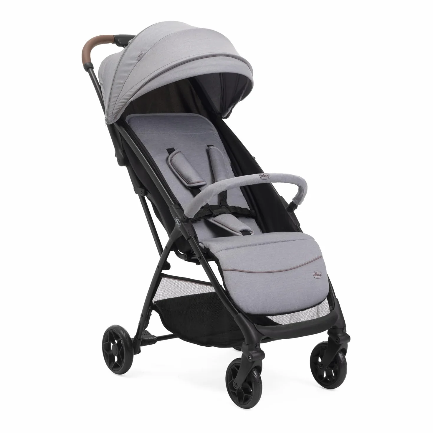 Chicco Glee Passeggino 0+ Mesi-22 Kg Chiusura Automatica Compatta Capotte UV50+ Antipioggia Schienale Reclinabile Poggiagambe Grigio