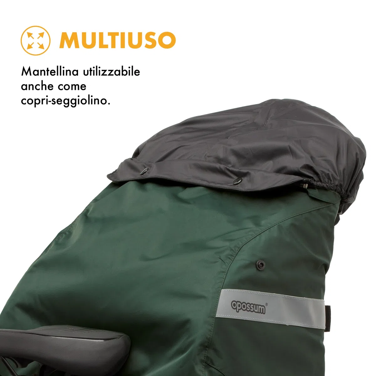 Opossum termoguscio Compatibile con seggiolini Posteriori da Bicicletta. Copertina Termica Bimbi dai 68 ai 104cm e dai 9 ai 22kg. Guscio Termico Universale. Antivento ed Impermeabile.