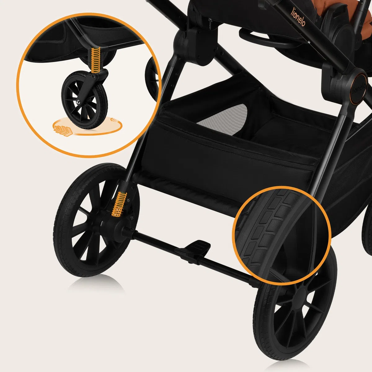 LIONELO LAYLA 3 in 1 Passeggino combinato Passeggino da 0 a 48 mesi fino a 22 kg, Navicella fino a 9 kg, Seggiolino auto fino a 13 kg, AiryDots, Ruote in PU girevoli a 360°, Sospensione completa