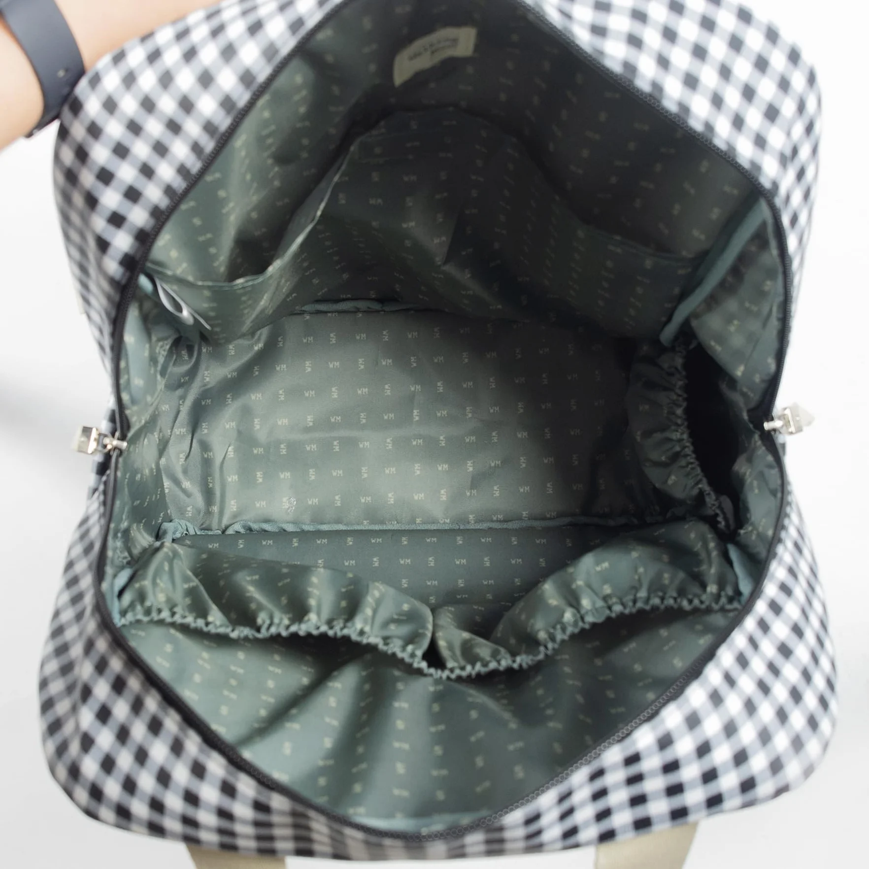 Borsa zaino I Love Vichy per passeggino, nero, 37x28x12 cm