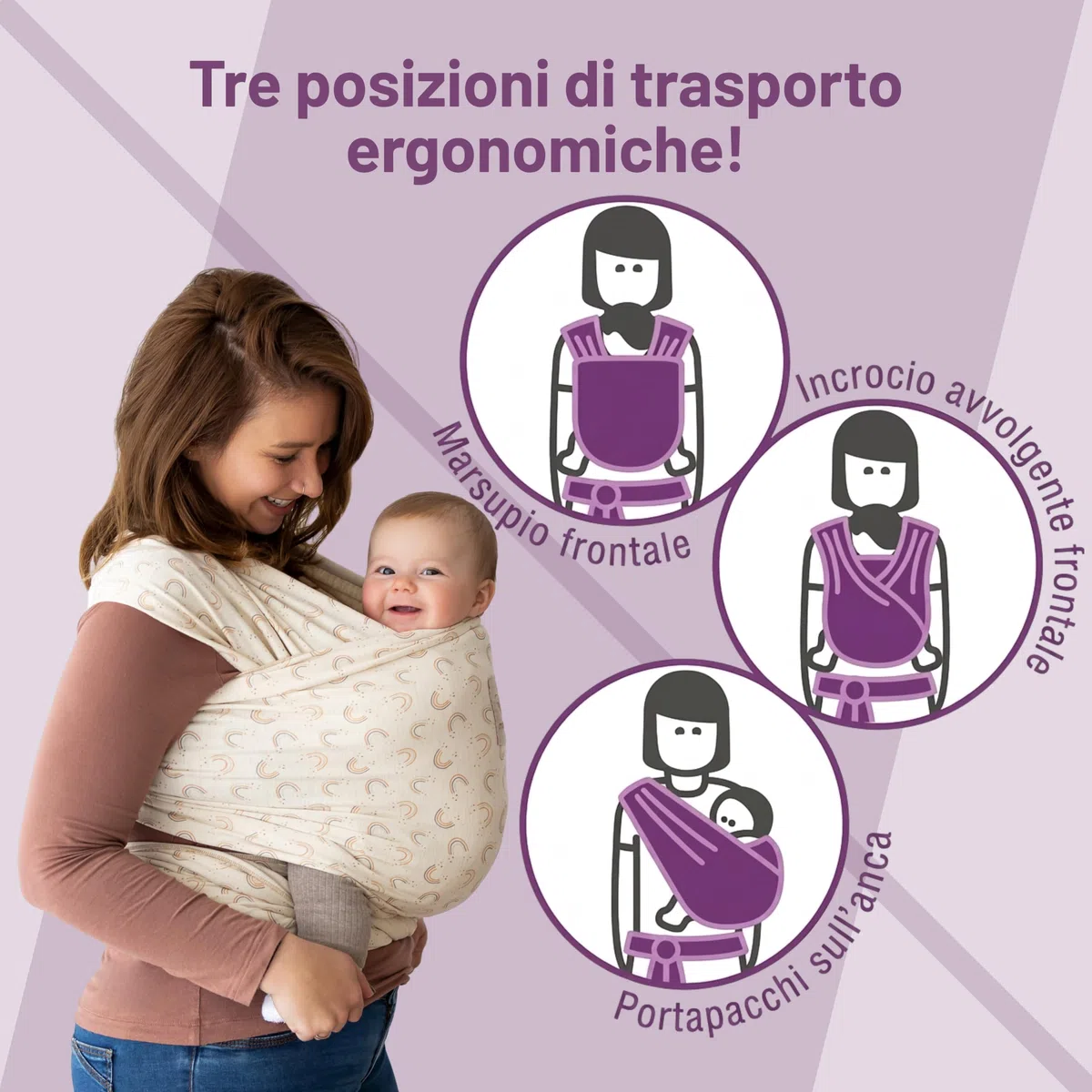 manduca Sling - Fasciatoio Neonato - Marsupio Elastico e per neonati dalla nascita fino a 15 kg - Puro cotone biologico - Leopardo
