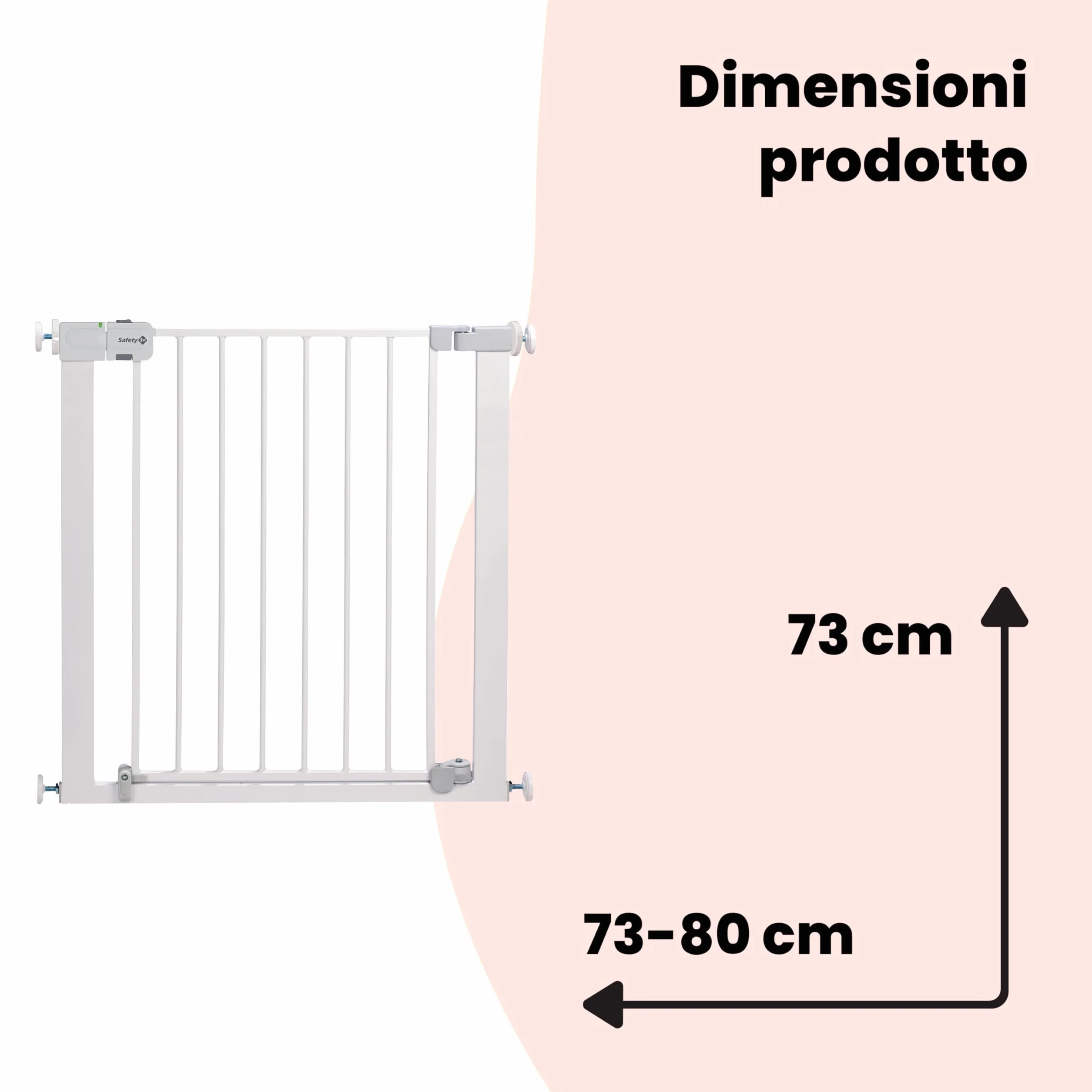 Safety 1st Auto Close Cancello di Sicurezza per Bambini, Chiusura Automatica, 73-80 cm, Estensibile fino a 136 cm, Metallo Bianco