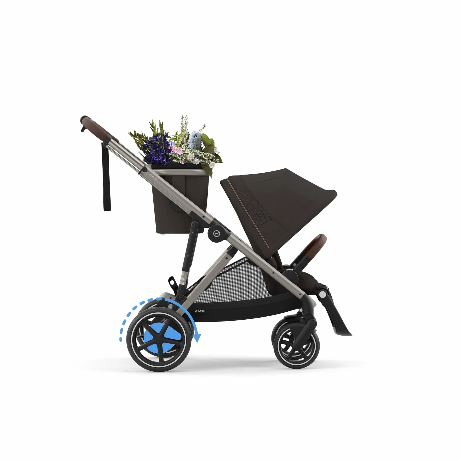 CYBEX Passeggino Gold e-GAZELLE S, max. 22 kg, sistema all-in-1 con azionamento elettrico, Chocolate Brown