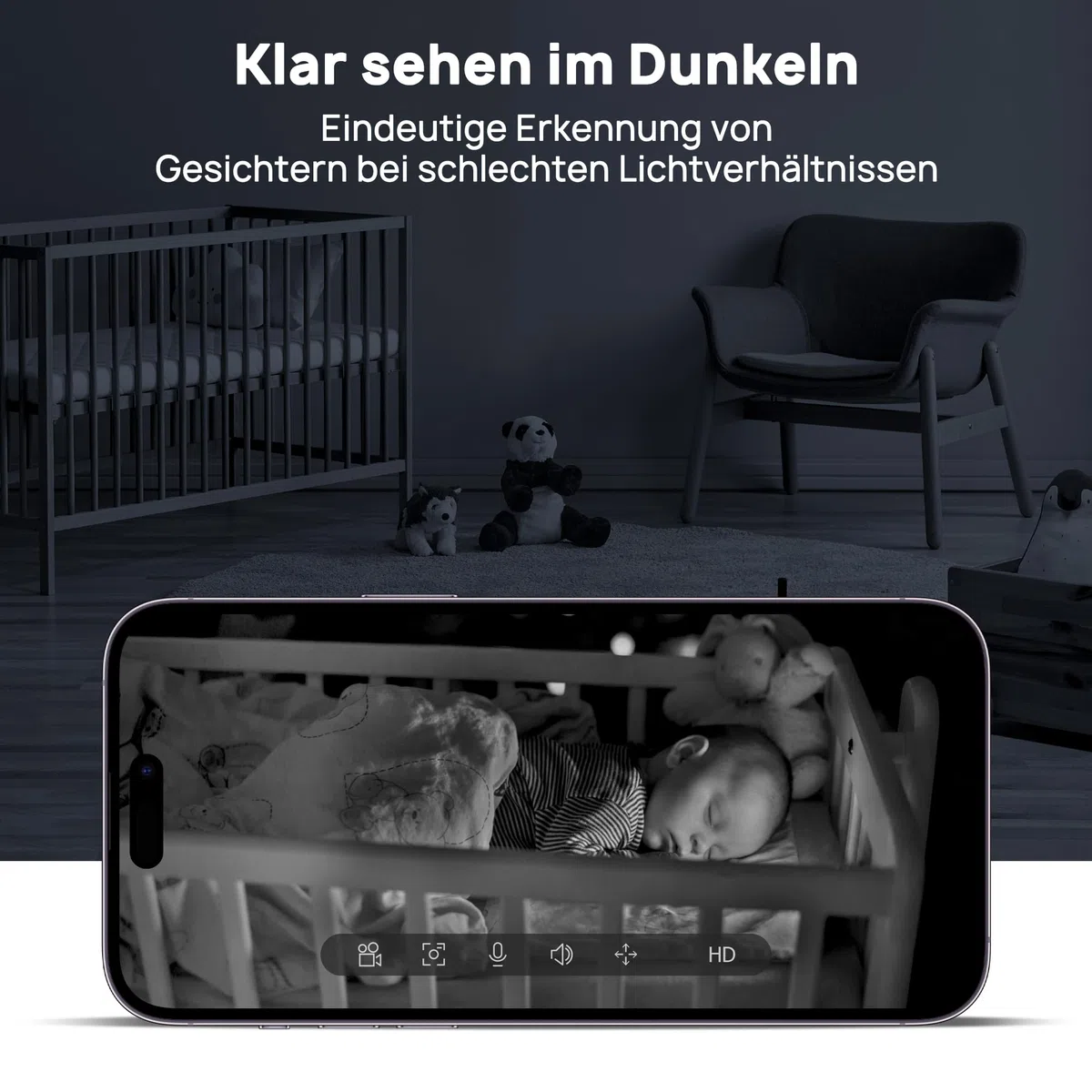 CZEview Babyphone da 3 MP con fotocamera, Baby Camera con app, 360 Baby Camera WLAN, riconoscimento umano/urla, visione notturna, indicatore della temperatura, funzione interfono e WiFi 2,4/5 GHz