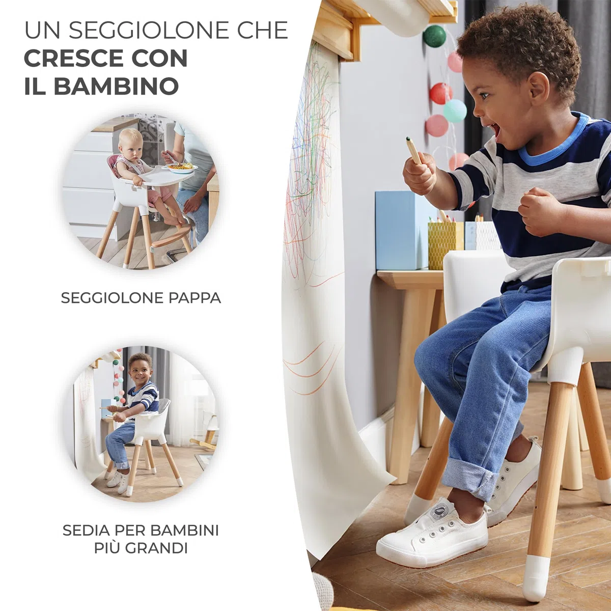Kk Kinderkraft Seggiolone Pappa Sienna, Rialzo Da Sedia, Da 6 Mesi Fino 4 Anni, Grigio, ‎32.90 x 44.50 x 36.29 CM