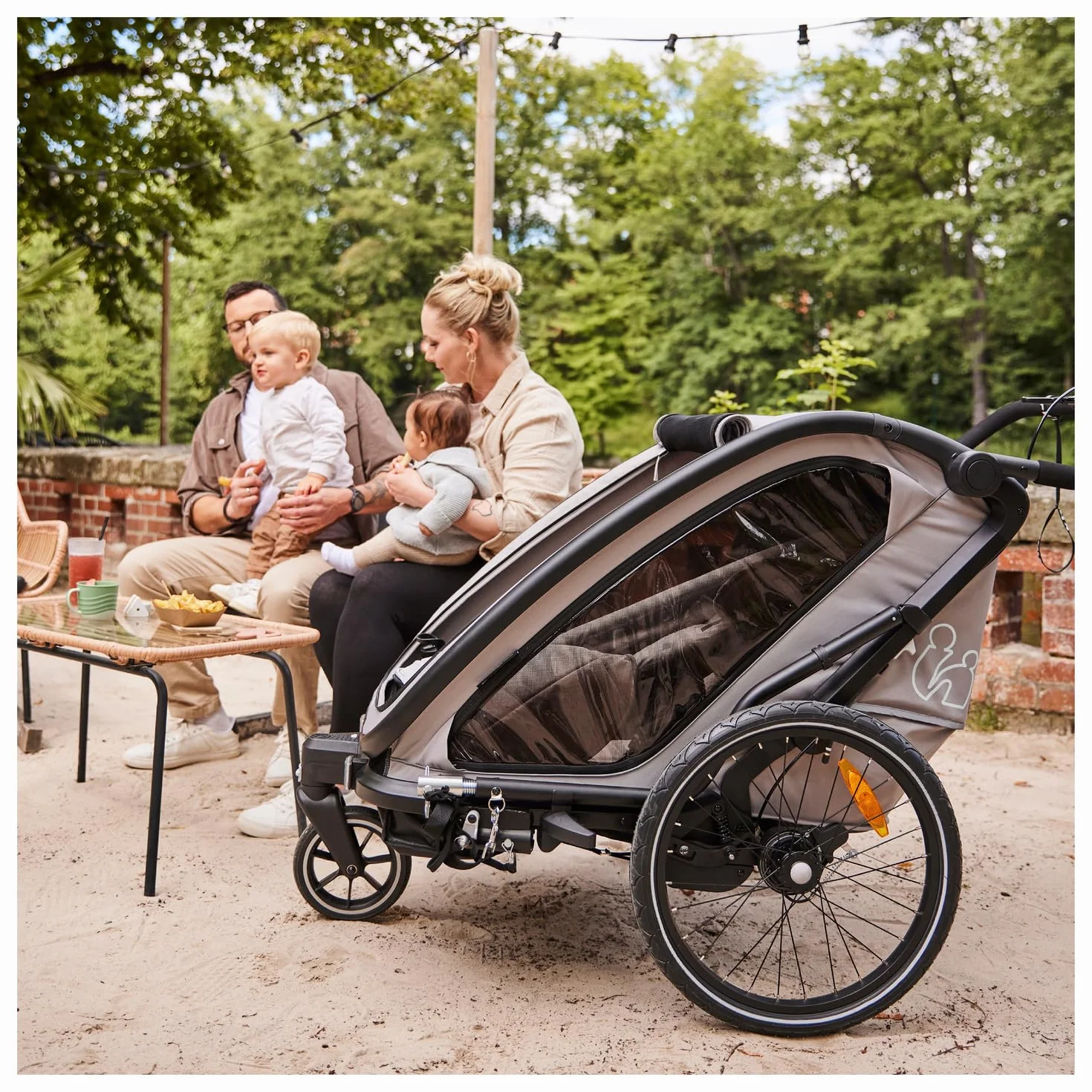 Hauck Bike N Walk Duo 3in1 Rimorchio Bici Bambini 2 Posti 22 kg 120 cm Light Grey