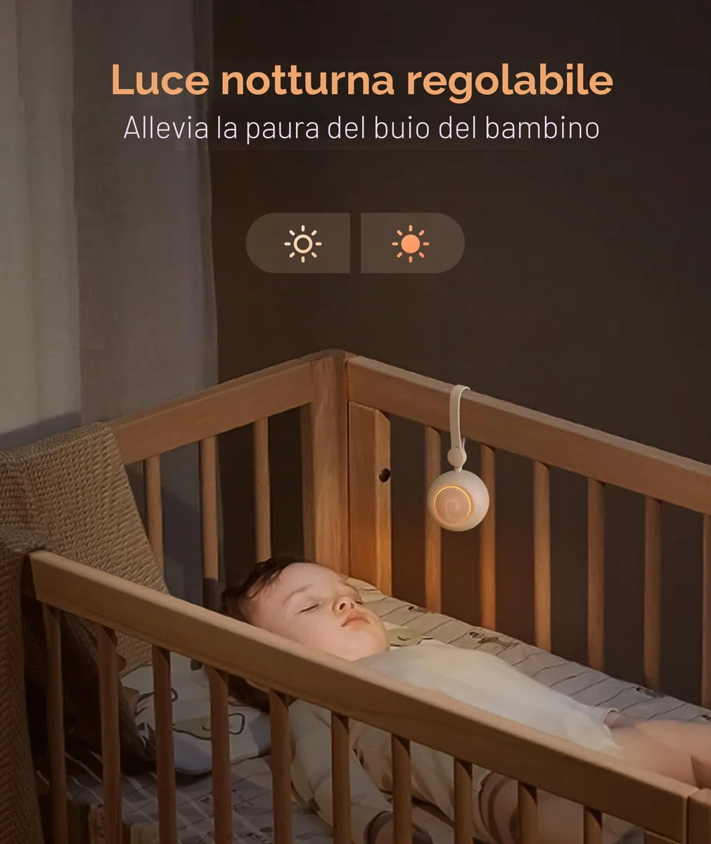 Dreamegg Sleep Lite 1 Macchina Rumore Bianco, Portatile Rumori Bianchi per Neonato con 19 Suoni Rilassanti, Macchina Rumori Bianchi Ricaricabile USB-C con Luci Notturne, 30 Volume, Regali Neonati