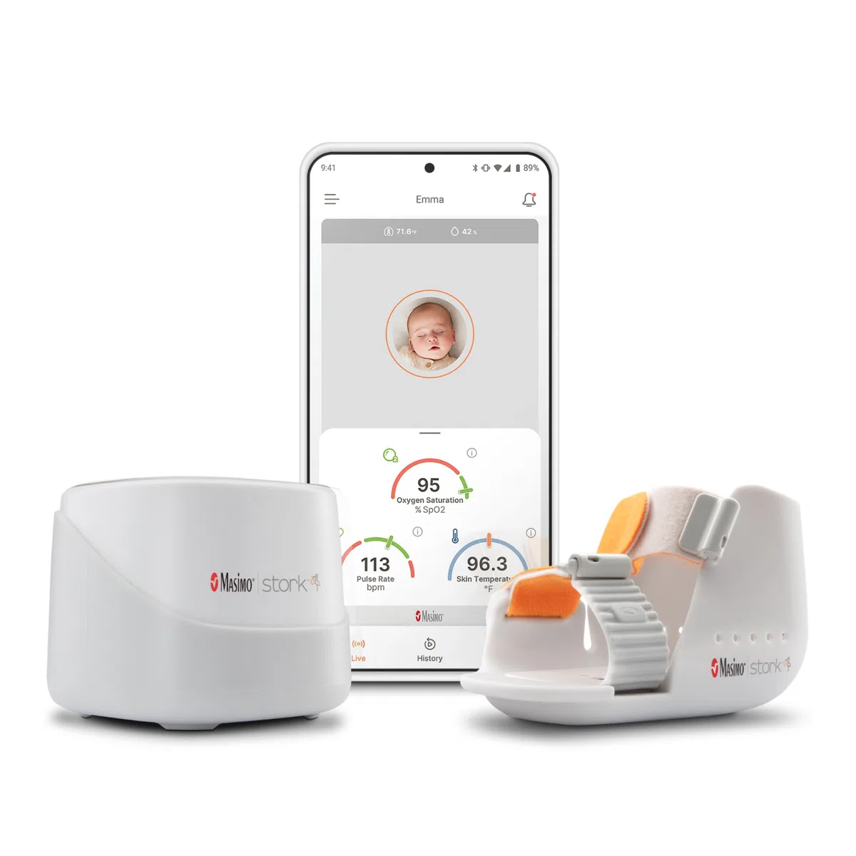 Masimo Stork Vitals – Sistema di monitoraggio intelligente del bambino – fornisce continui dati sanitari per il tuo bambino
