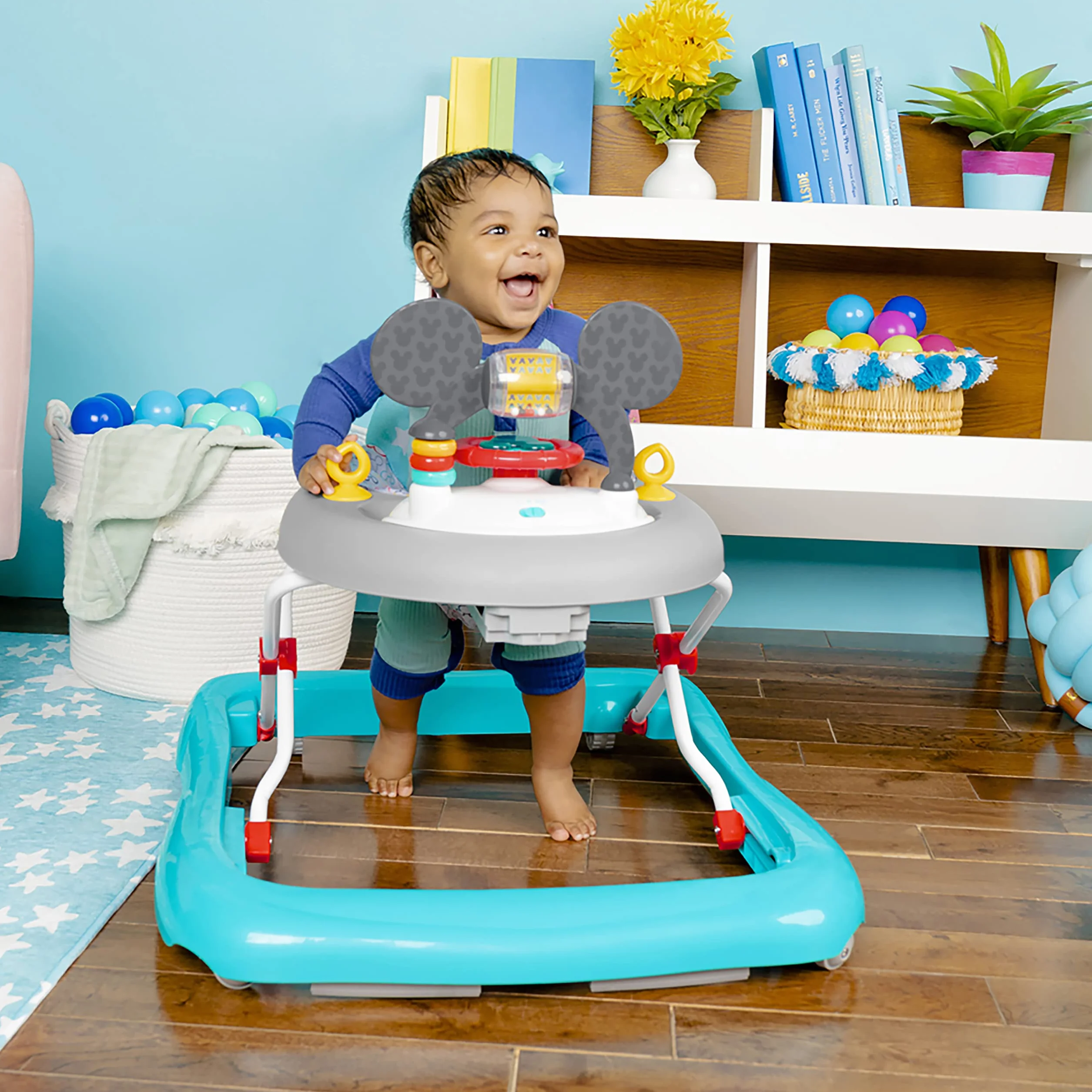 Bright Starts, Disney Baby, Girello multiattività 2 in 1 Topolino - Altezza regolabile e telaio facilmente ripiegabile, 6+ mesi