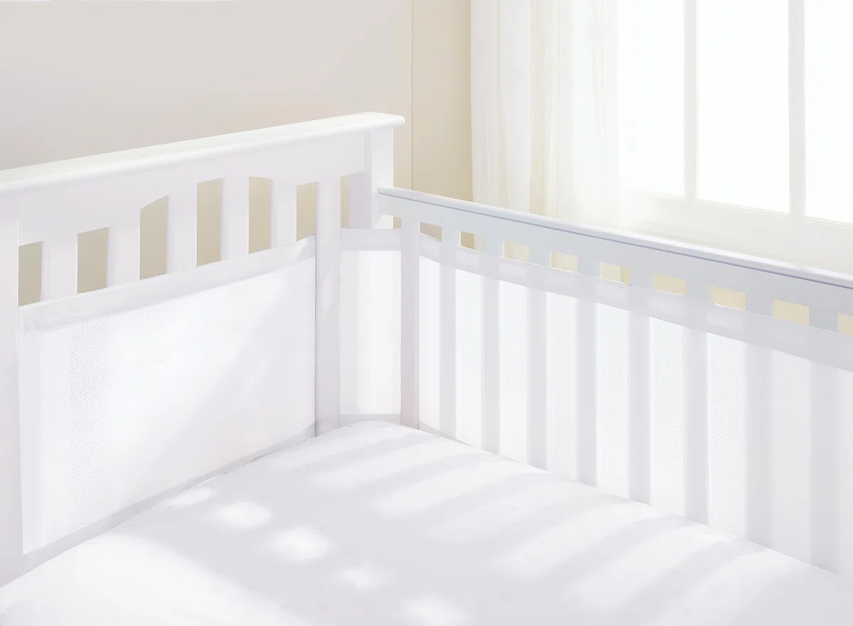 Traspirante Baby Airflow Mesh Liner, bianco, lettino a 4 lati