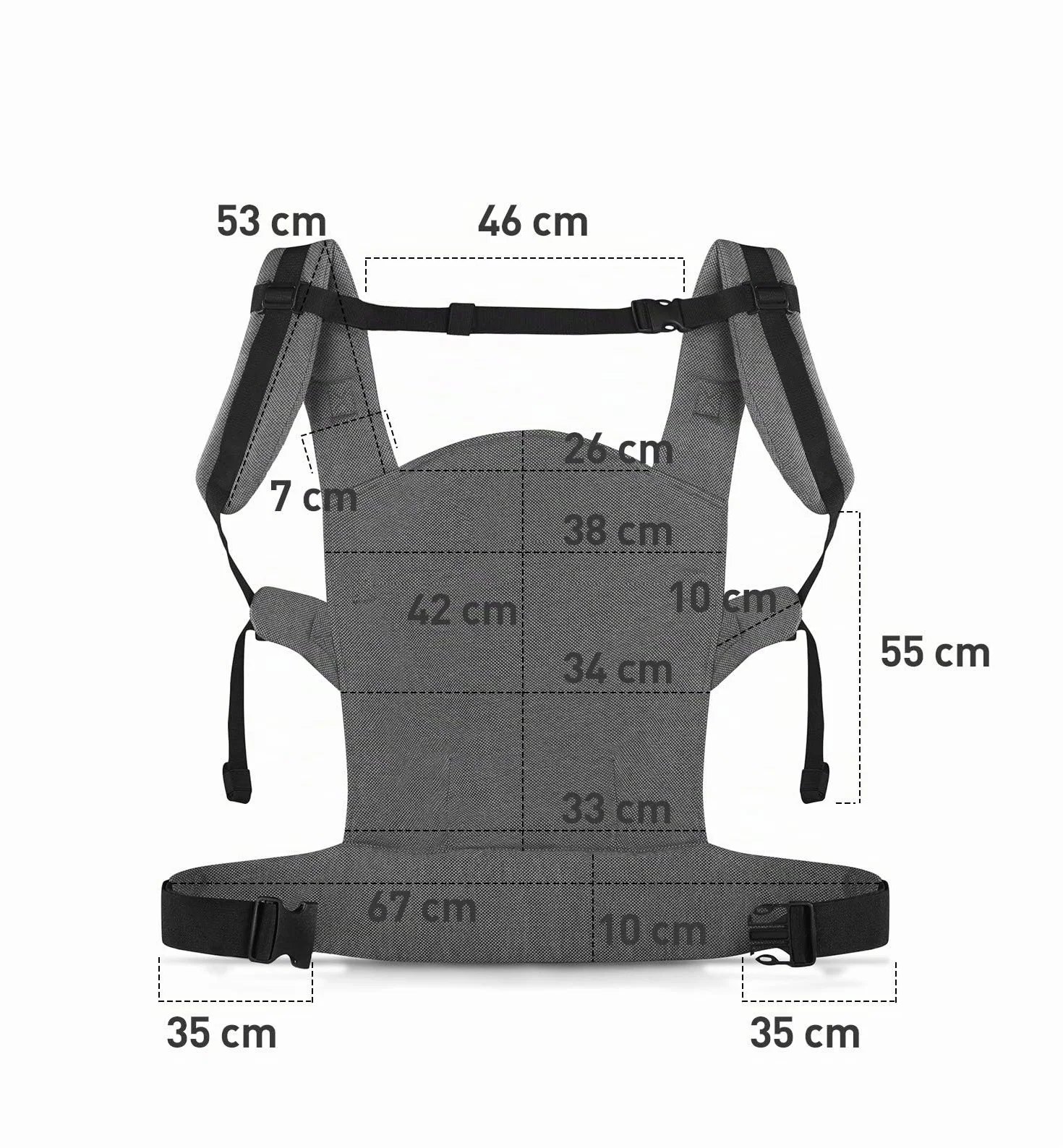 kk Kinderkraft Marsupio Ergonomico Milo, Leggero, Ventrale e Dorsale, Regolabile, Per Bambini da 3 Mesi Fino 20 Kg, Grigio