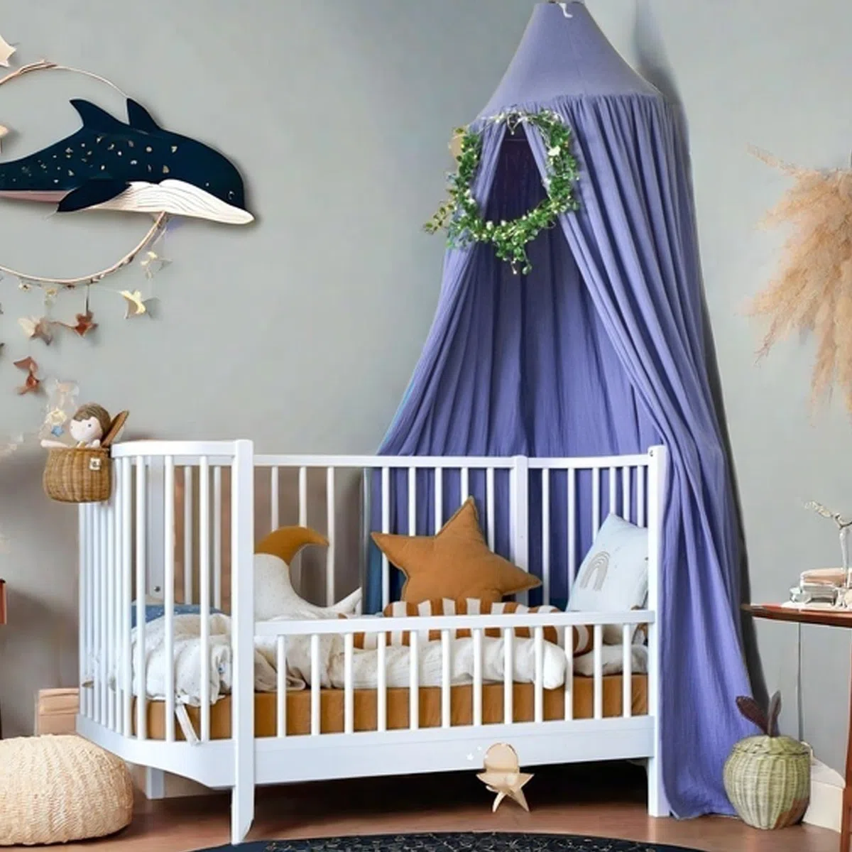 Ginkago Baldacchino per Letto Bambina Tenda a Baldacchino Baldacchino Zanzariera per Bambini Camera da Letto Decorazione (Blu royal)