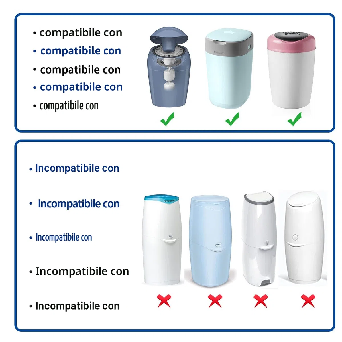 Mom's Aide Ricarica mangiapannolini compatibile con Tommee Tippee Sangenic Tec+Simplee Sangenic + Twist & Click (8 ricariche)