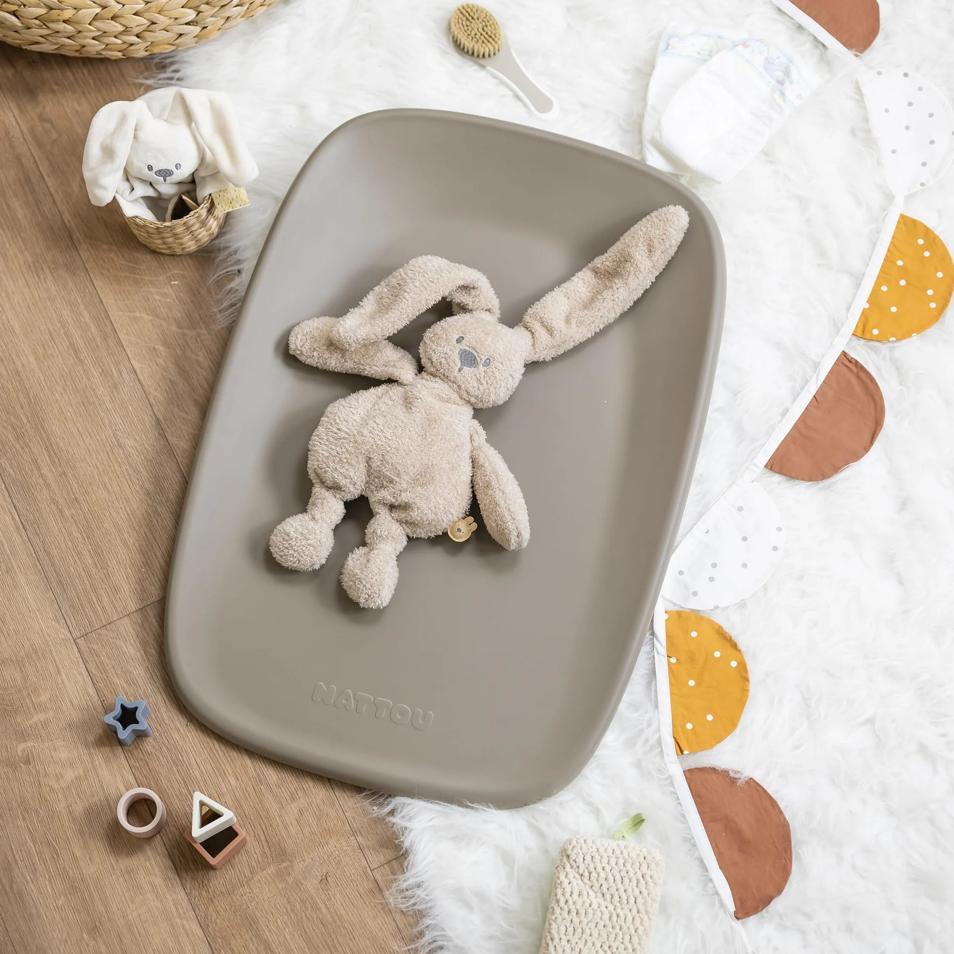 Nattou Cambiador de suave espuma de PU, lavable, 50 x 70 cm, Softy, Taupe