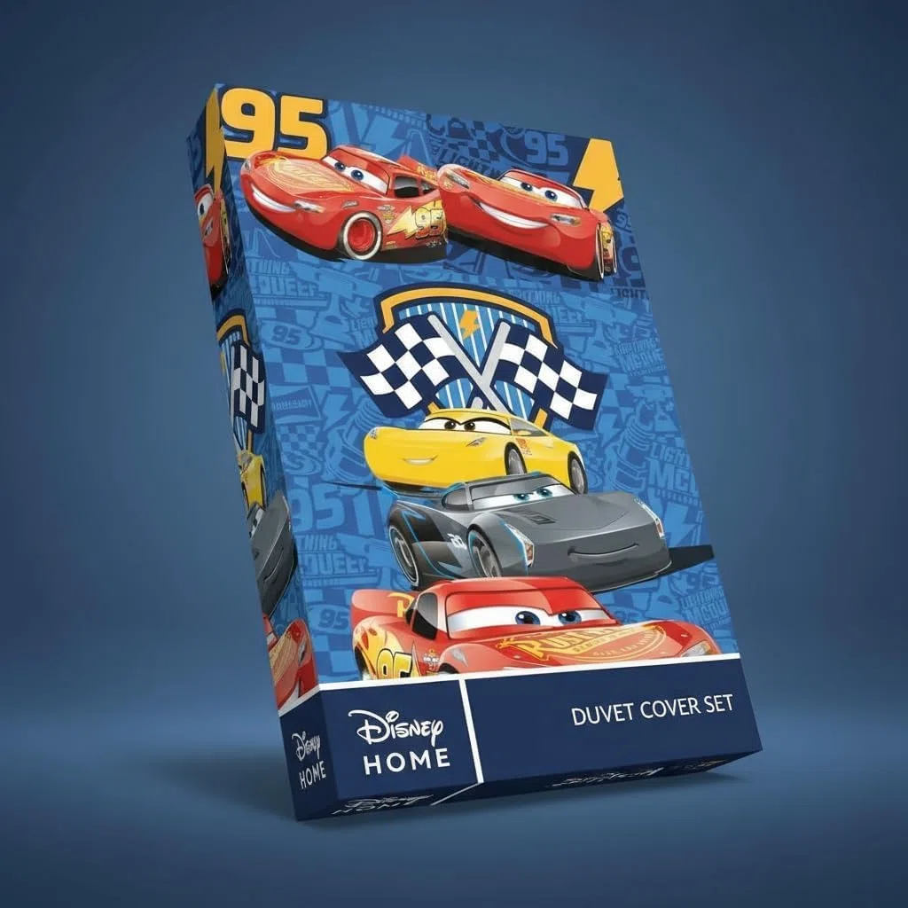 Disney Cars Track Stars Set di biancheria da letto per bambini | copripiumino singolo 140 x 200 cm con federa 50 x 70 cm, 100% cotone | Flash Lightning McQueen Set di biancheria da letto per bambini
