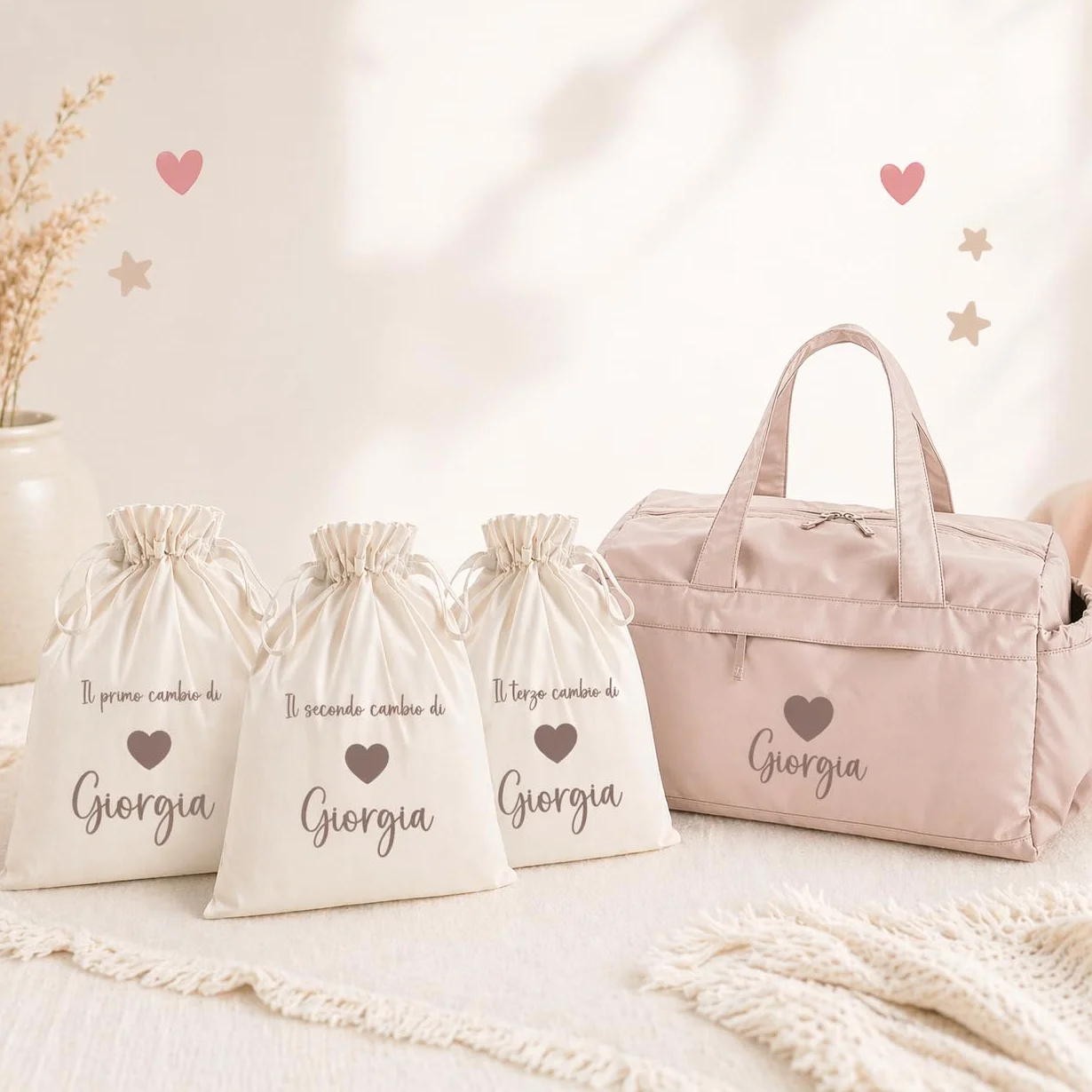 Borsone Nascita Personalizzato | Set Nido Neonato | Borsa Mamma Capiente