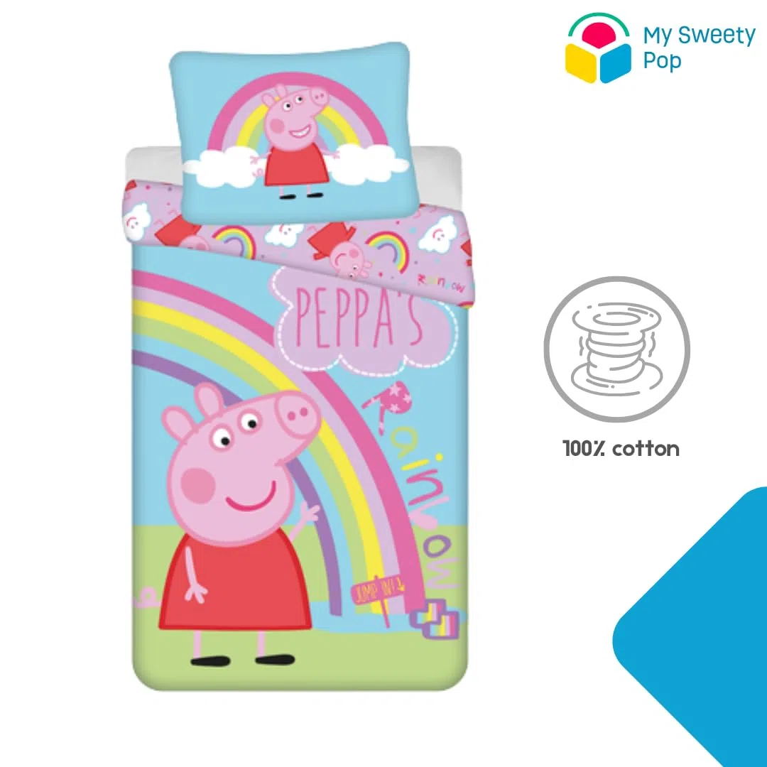 Set di biancheria da letto per bambini Peppa Pig - 2 pezzi - copripiumino - reversibile - 140 x 200 cm - federa - 70 x 90 cm - biancheria da letto - 100% cotone