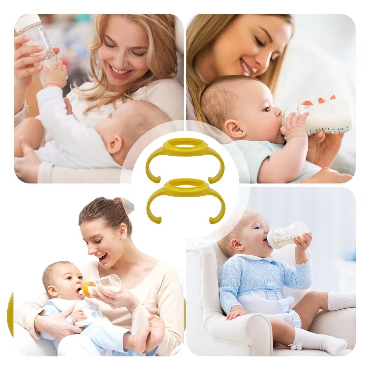 Manici Per Biberon Mam, 2 Pezzi Hold My Bottle Handles, Maniglie Per Biberon Antiscivolo, Portabiberon Per Allattamento, Impugnatura Per Biberon Collo Largo, Maniglia Per Biberon