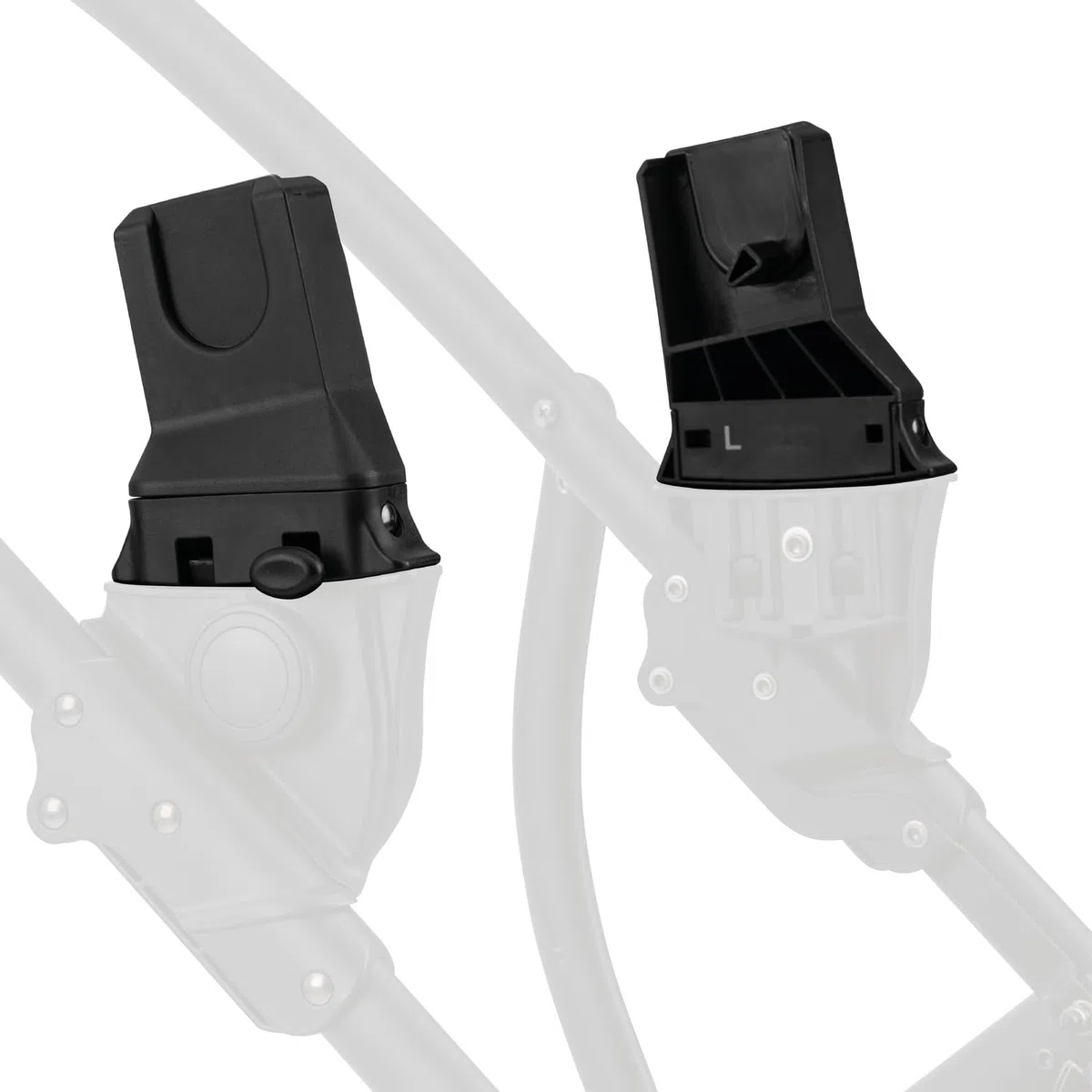 hauck Adattatori Seggiolini Auto Compatibili con Passeggino Gemellare Duett 2 e Duett 4 e Ovetti Selezionati di Maxi Cosi Cybex Joie Kinderkraft (Non Compatibili con Tutti i Modelli) - 1 Coppia, Nero