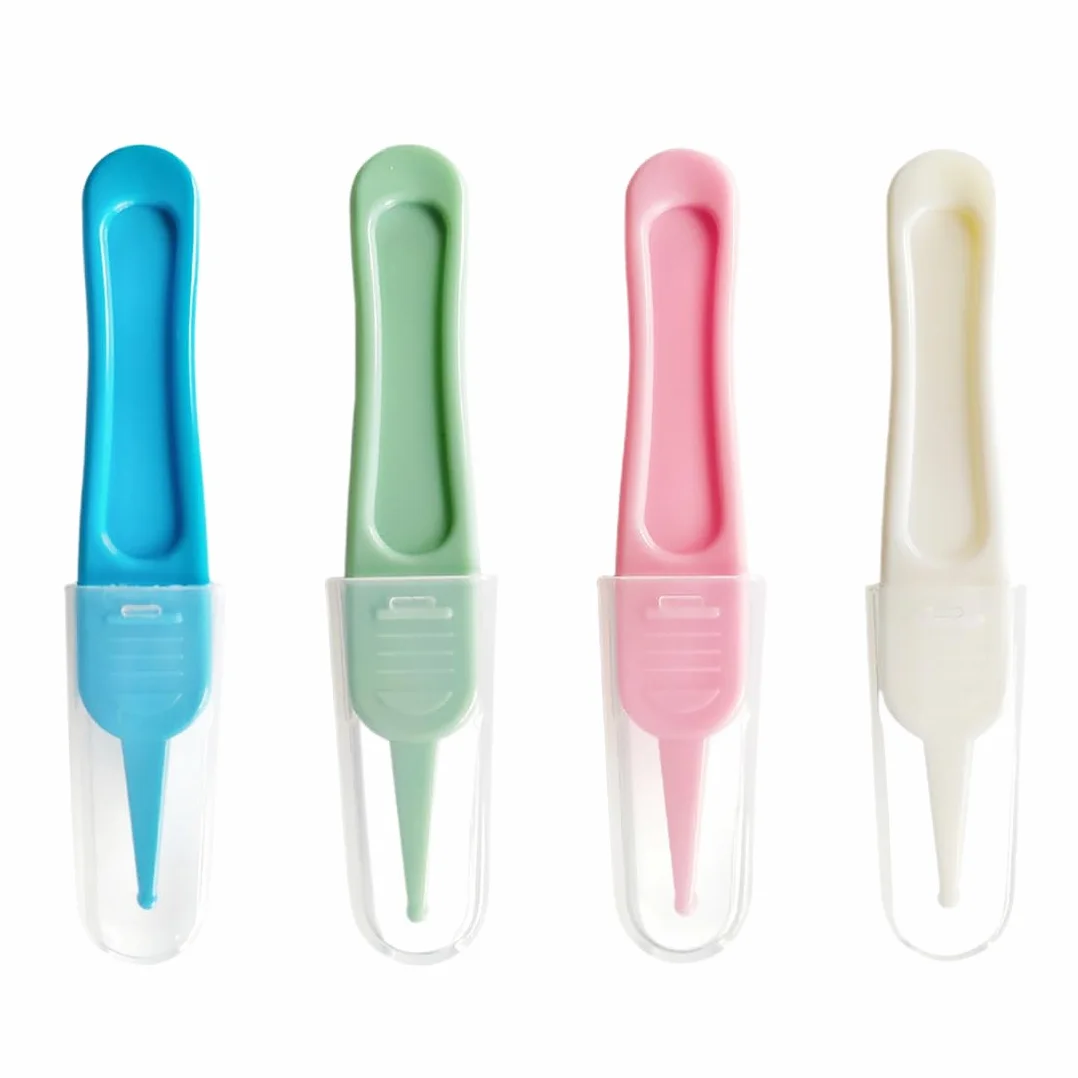 WeddHuis 4 Pezzi Baby Nose Pinzette, Plastica Pinzette Nasali per Bambini, Strumento per la Pulizia del Bambino Naso, Pinzetta di Sicurezza con Testa Tonda