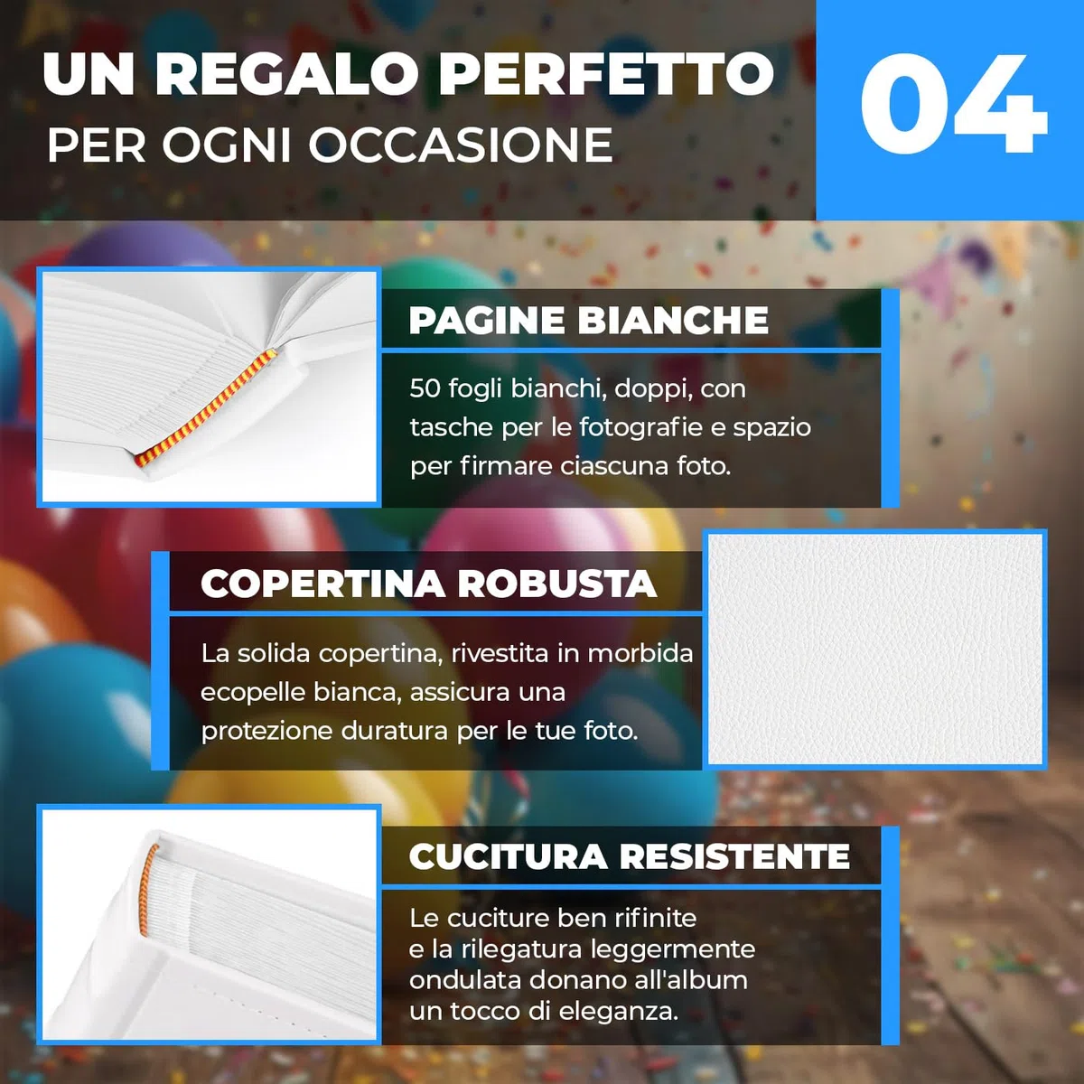 Maverton Album Fotografico Personalizzato - Album foto per neonata - Copertina in Pelle Sintetica Bianca Personalizzata con Stampa - 100 pagine - 200 foto 10x15 cm - regali neonata - Coniglio