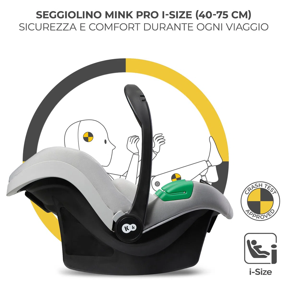 Kinderkraft MOOV XL 3 in 1, Passeggino fino a 27 kg, Carrozzina, Con Seduta I-SIZE 40-75 cm, Pieghevole, Ammortizzatore, Convertibile, Navicella XL, Con Accessori, Grigio Chiaro