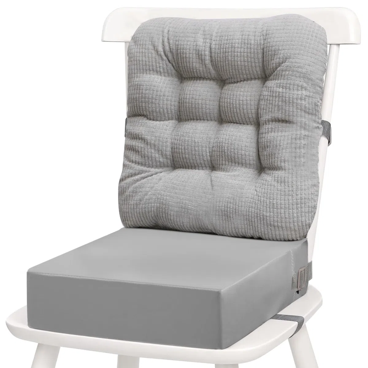 Rialzo Cuscino per Bambini 2 Pezzi, Rialzo da Sedia per Bambini per Sedia Seggiolino Regolabile Lavabile Smontabile con Cinghie Regolabili per Sedia da Pranzo (Grey)