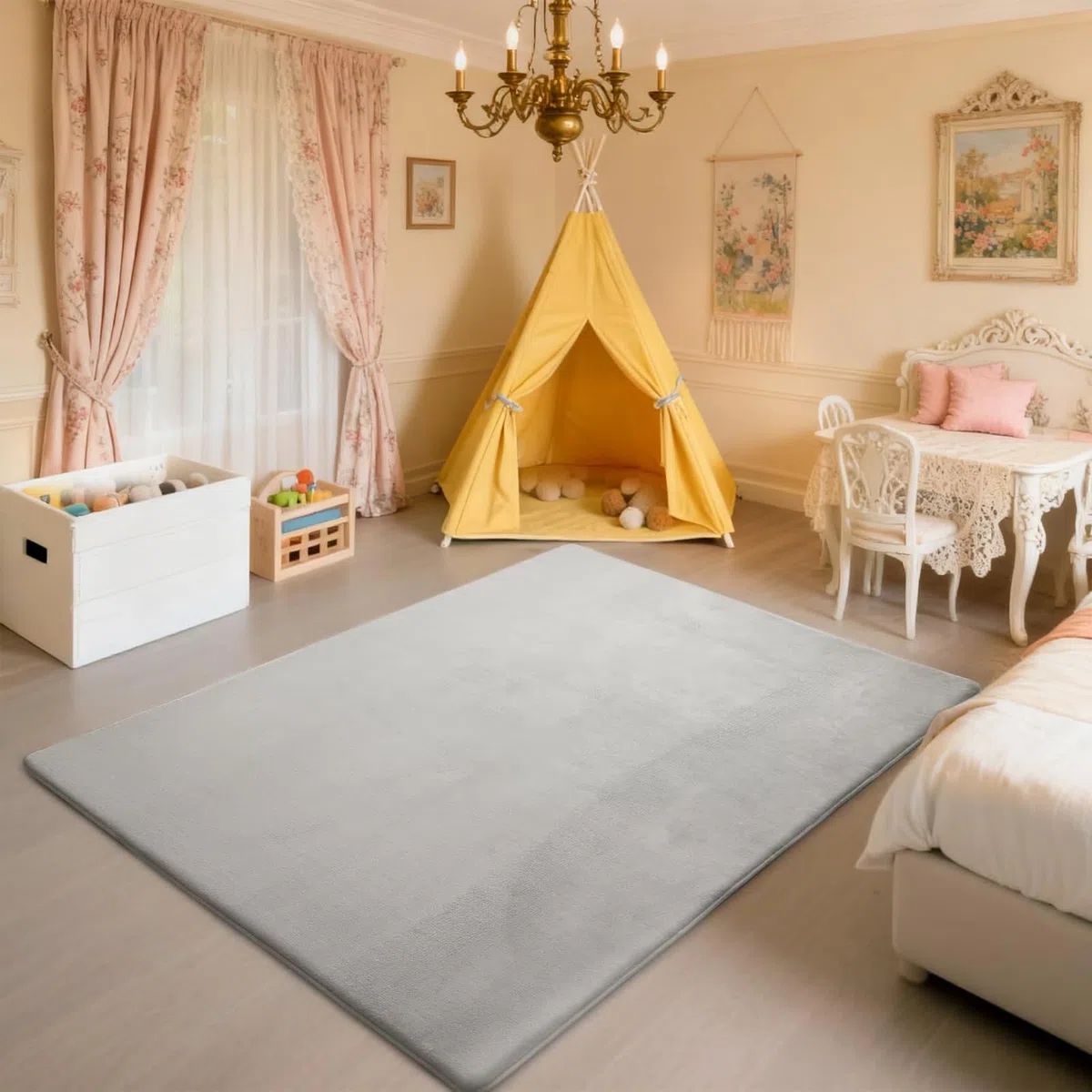 Tappeto di Velluto Corallo Ispessimento per Bambini Coperta strisciante Tappeto Bambini Tatami Tappetino per gattonare antiscivolo, tappeto per asilo, spessore 2 cm, 60 x 160 cm Grigio Argento