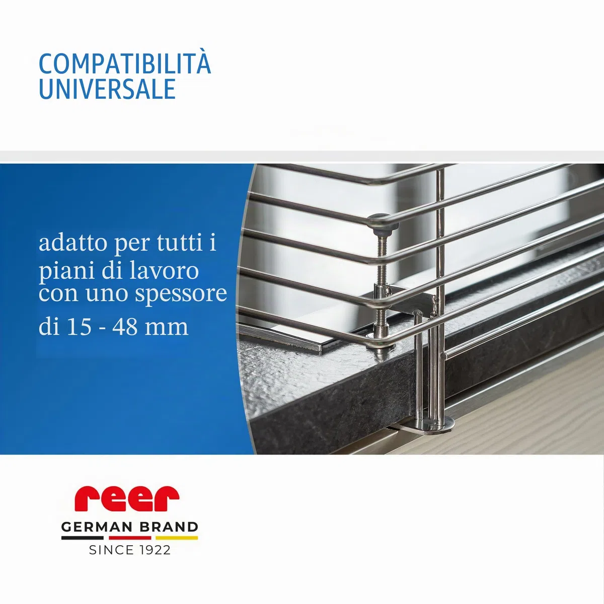 Reer Griglia di protezione per piano cottura Classic da morsetto, in acciaio inox, extra sicura, adatta per il 99% di tutte le cucine, argento