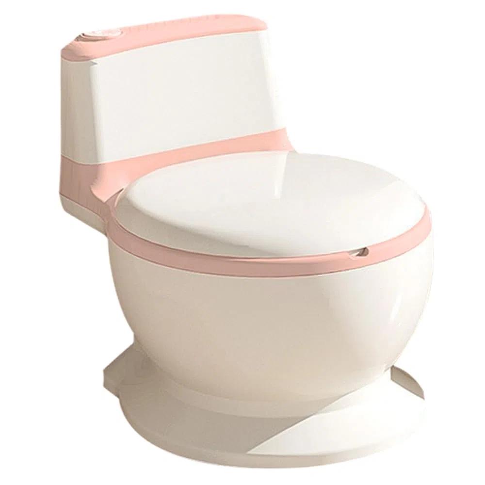 Vasetto da bagno musicale per l'apprendimento della pulizia di 1-4 anni - WC per bambini e neonati - confortevole anti scivolo con rumore di caccia e musica, 50 kg, contenitore rimovibile - rosa - 1