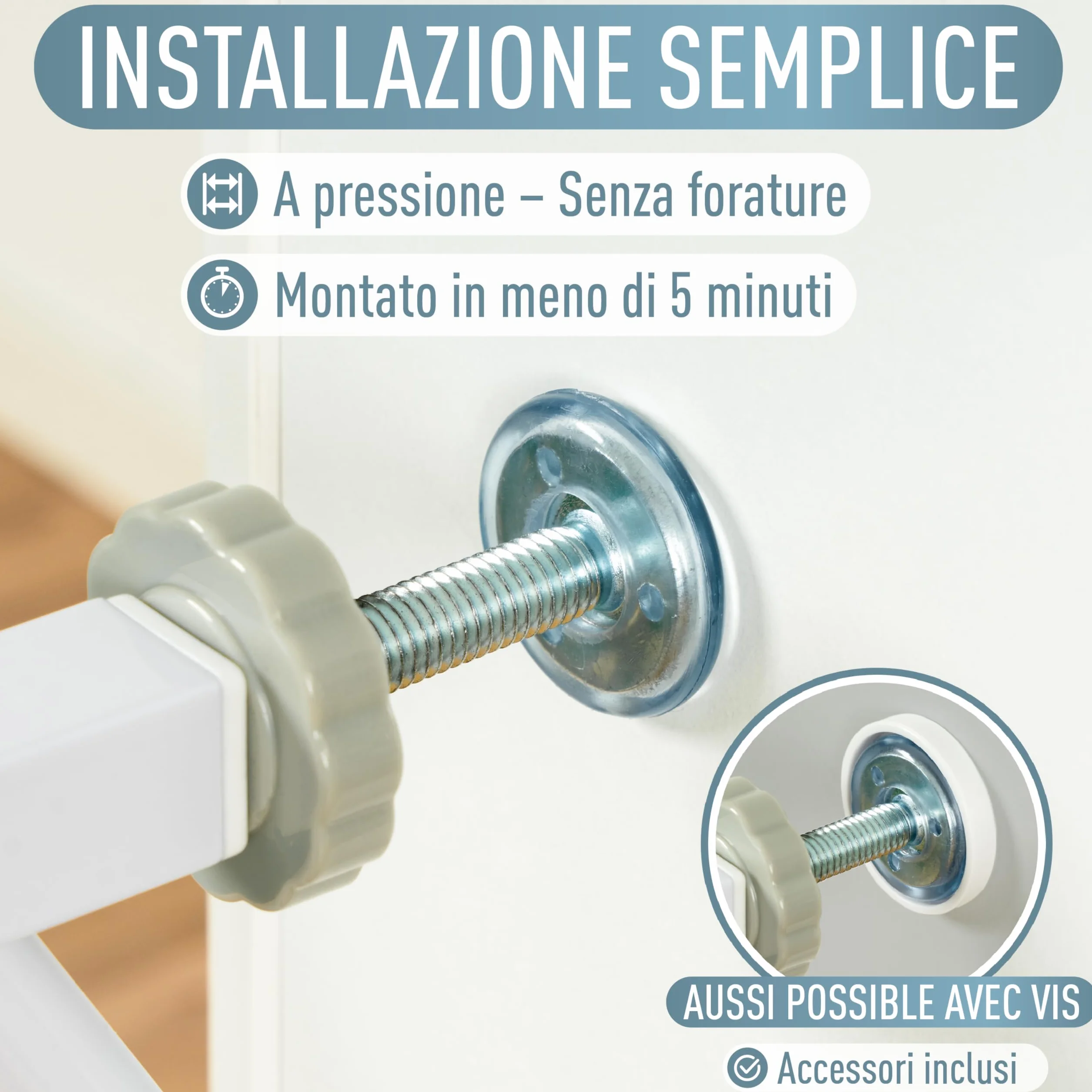 Berrin Cancelletto per Bambini di Sicurezza 120-130 cm Metallo Bianco 90° Stop