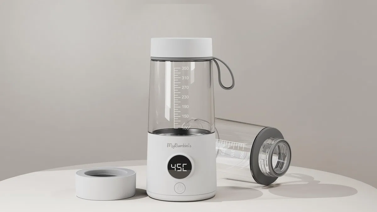Scaldabiberon thermos di MyBambini scaldabiberon thermos per bambini in viaggio, scaldabiberon ricaricabile, riscaldamento rapido, 4 impostazioni di temperatura, riscalda fino a 8 biberon