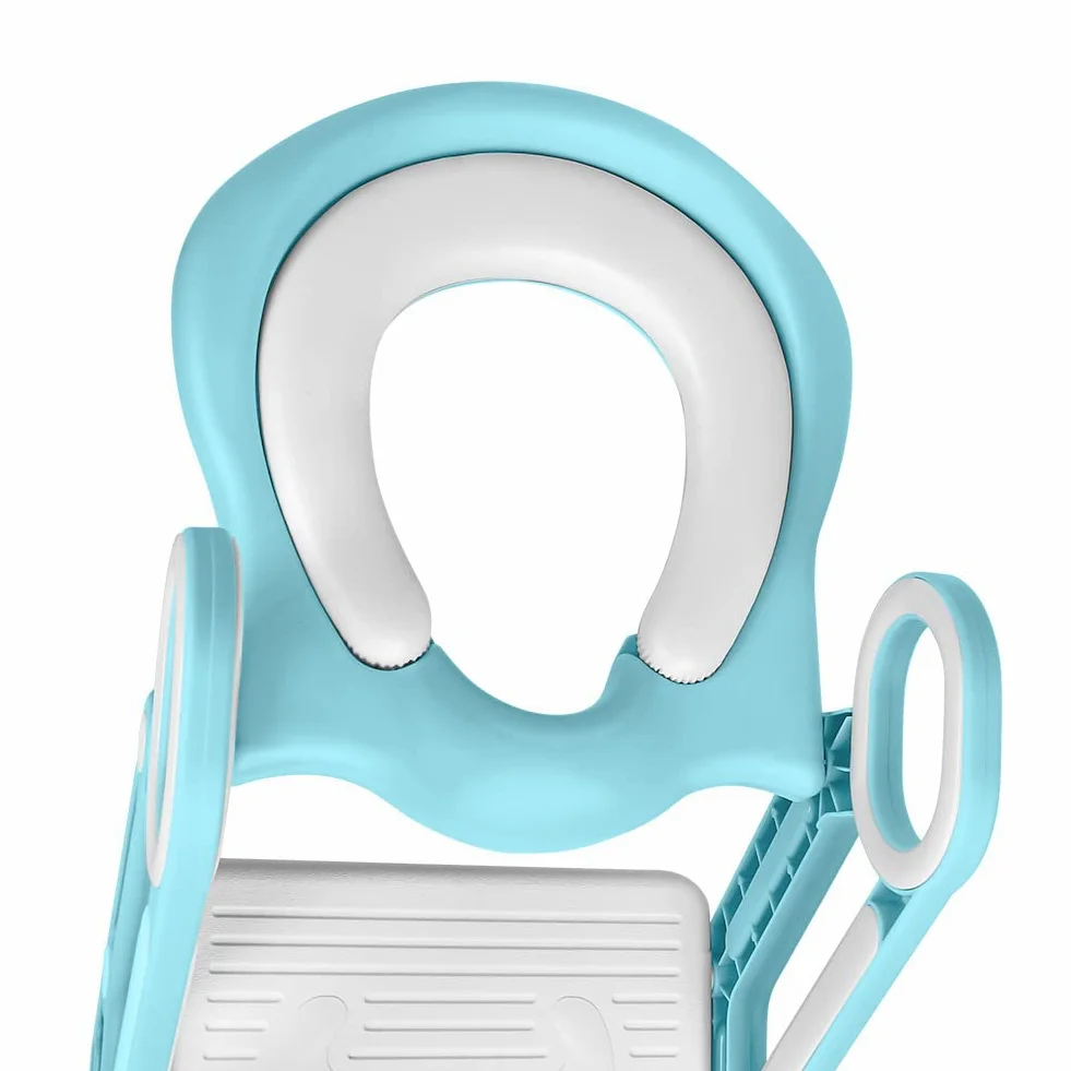 Riduttore Water Bambini con Scaletta - Riduttore Portatile WC Bimbi Dotato di Largo Scalino Resistente e Antiscivolo, Morbida Seduta Imbottita, Adatto per Tazze WC a V, U Oppure O