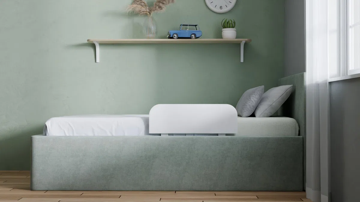 Sponda Letto Bambini 60x20 cm – Bianco – Protezione Anticaduta Stabile Senza Forature – Sponda Letto in Laminato – Facile da Montare sotto Il Materasso