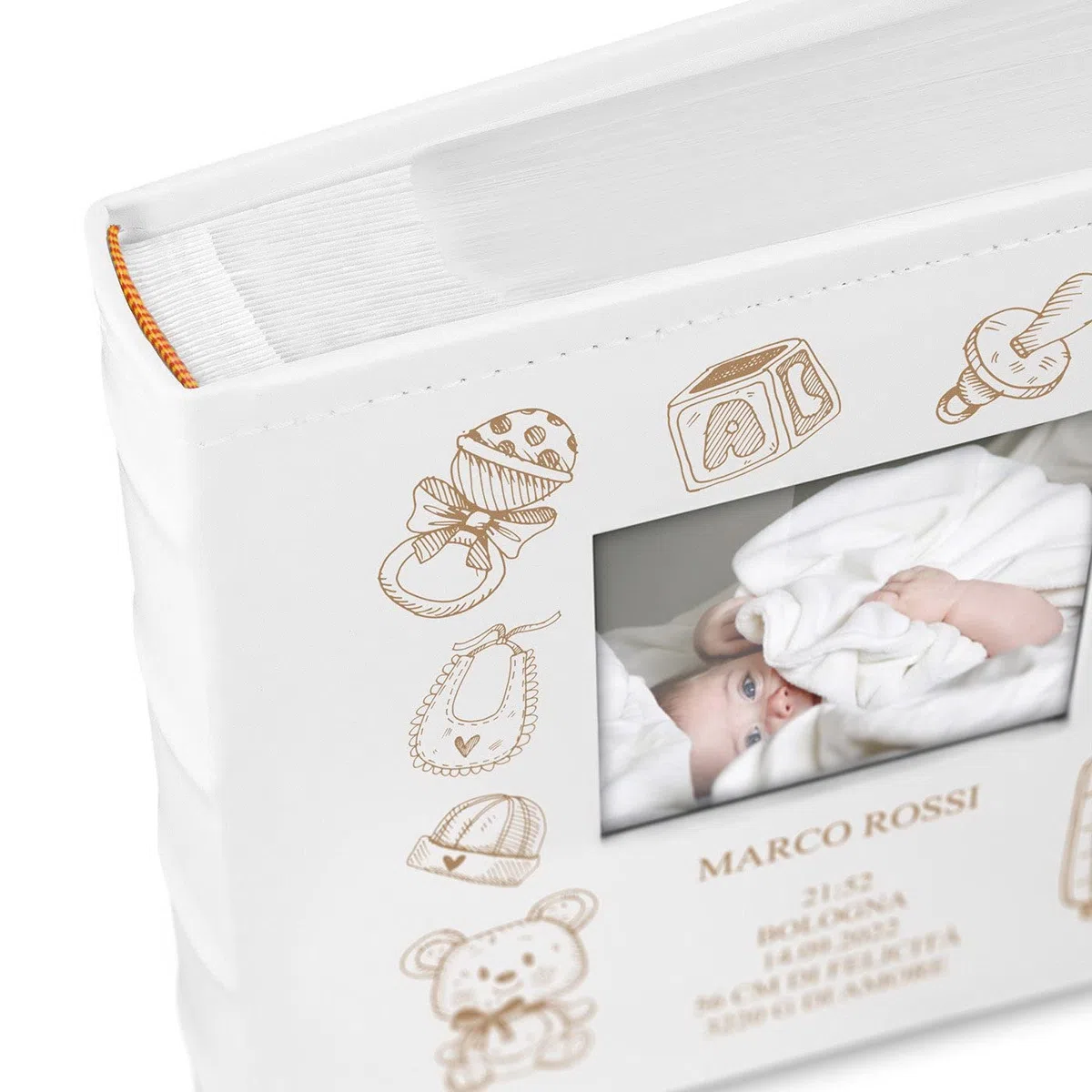 Maverton Album Foto Personalizzato - Copertina in Pelle Sintetica con Finestra per Foto - Album Fotografico Personalizzabile 100 pagine - 200 foto 10x15cm - Regali Neonato Compleanno