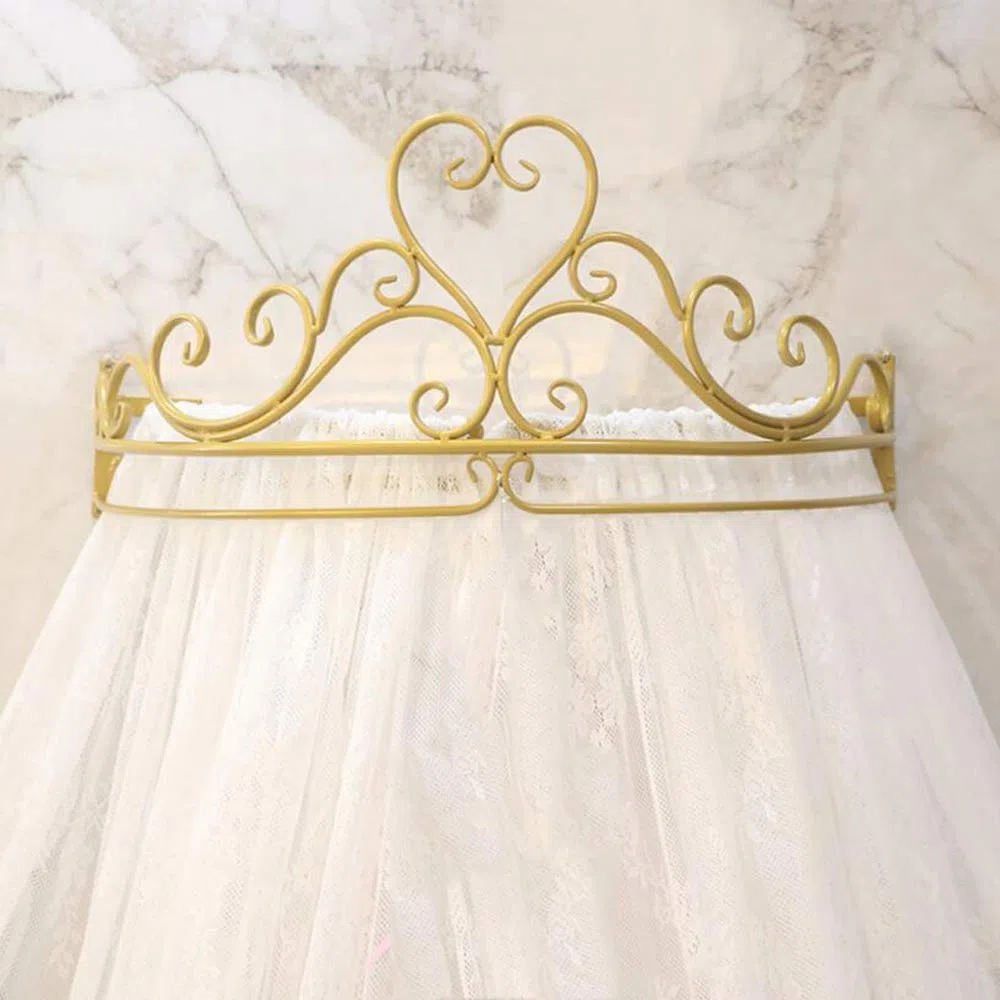 GE&YOBBY Baldacchino Letto in Pizzo,Corona Principessa Tenda Letto Zanzariera di Corte con Decorativo Drapery Metal Crown per Camera da Letto-Bianca