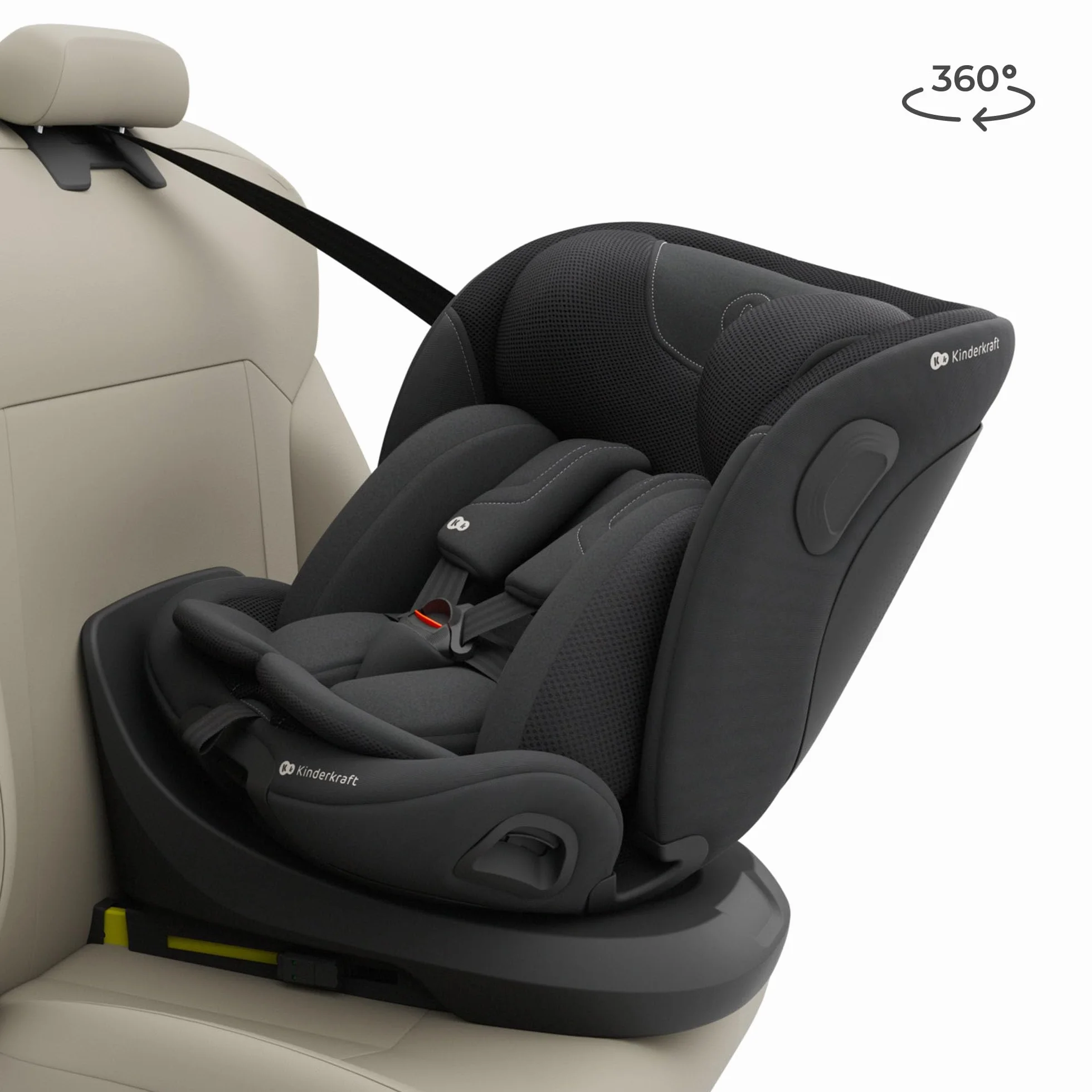 Kinderkraft I-GROW 2 PRO Seggiolino auto 0-36 kg, I-SIZE 40-150 cm, Seggiolino 360 girevole, con Isofix Base, Reclinabile Posizione sdraiata, Poggiatesta regolabile, Gruppo 0 1 2 3, Nero