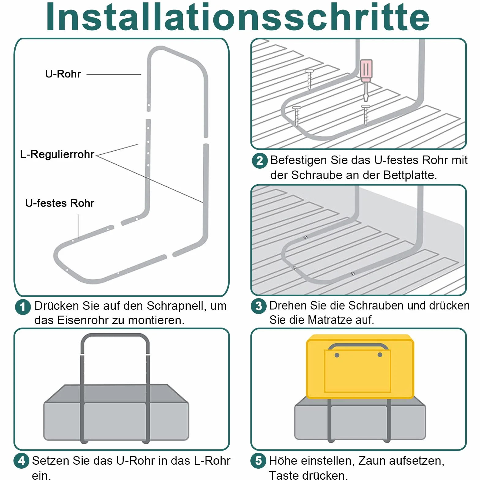 Uisebrt - 2 sponde di protezione per letto, 60 cm, protezione anticaduta, per bambini, 5 fori, regolabile in altezza, protezione di sicurezza, per neonati, bambini e ragazzi, 120 cm, colore rosa