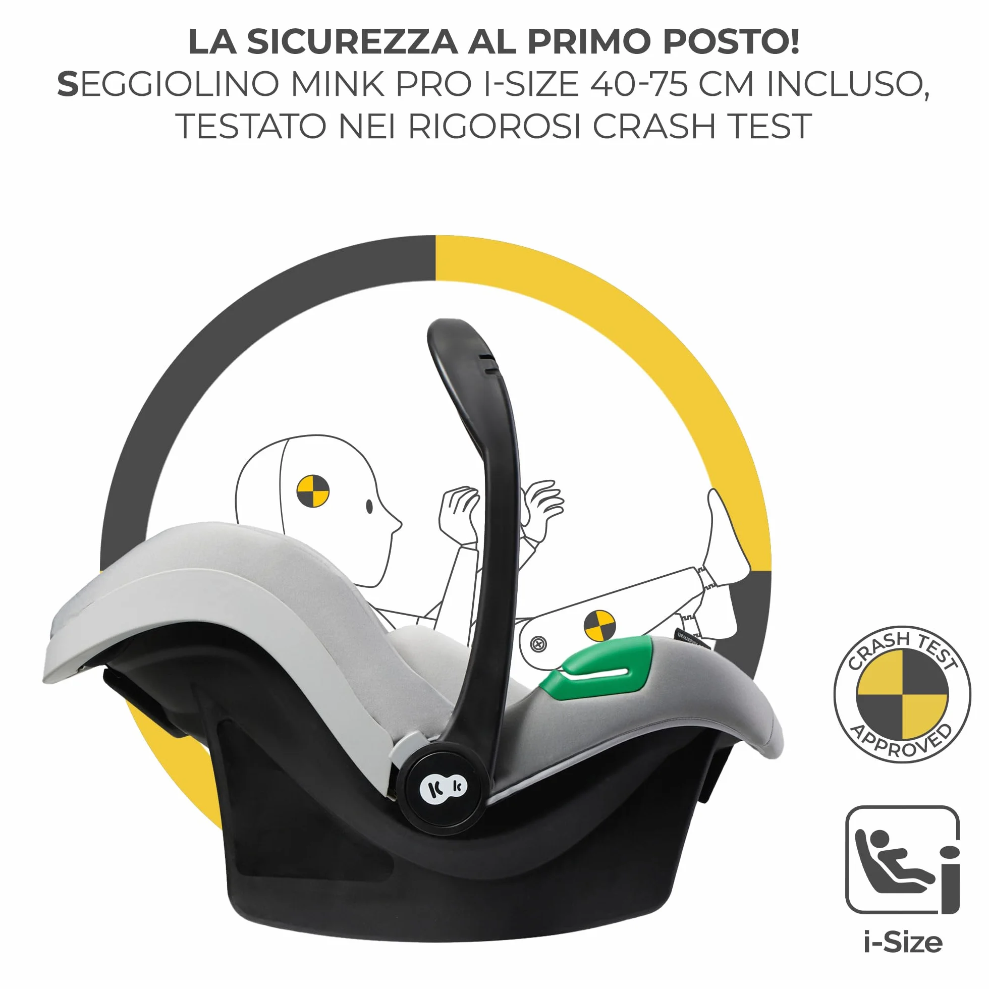 Kinderkraft ESME Trio passeggino 3 in 1 fino 26 kg Ovetto I-SIZE 40-75 cm Carrozzina reversibile pieghevole Grigio