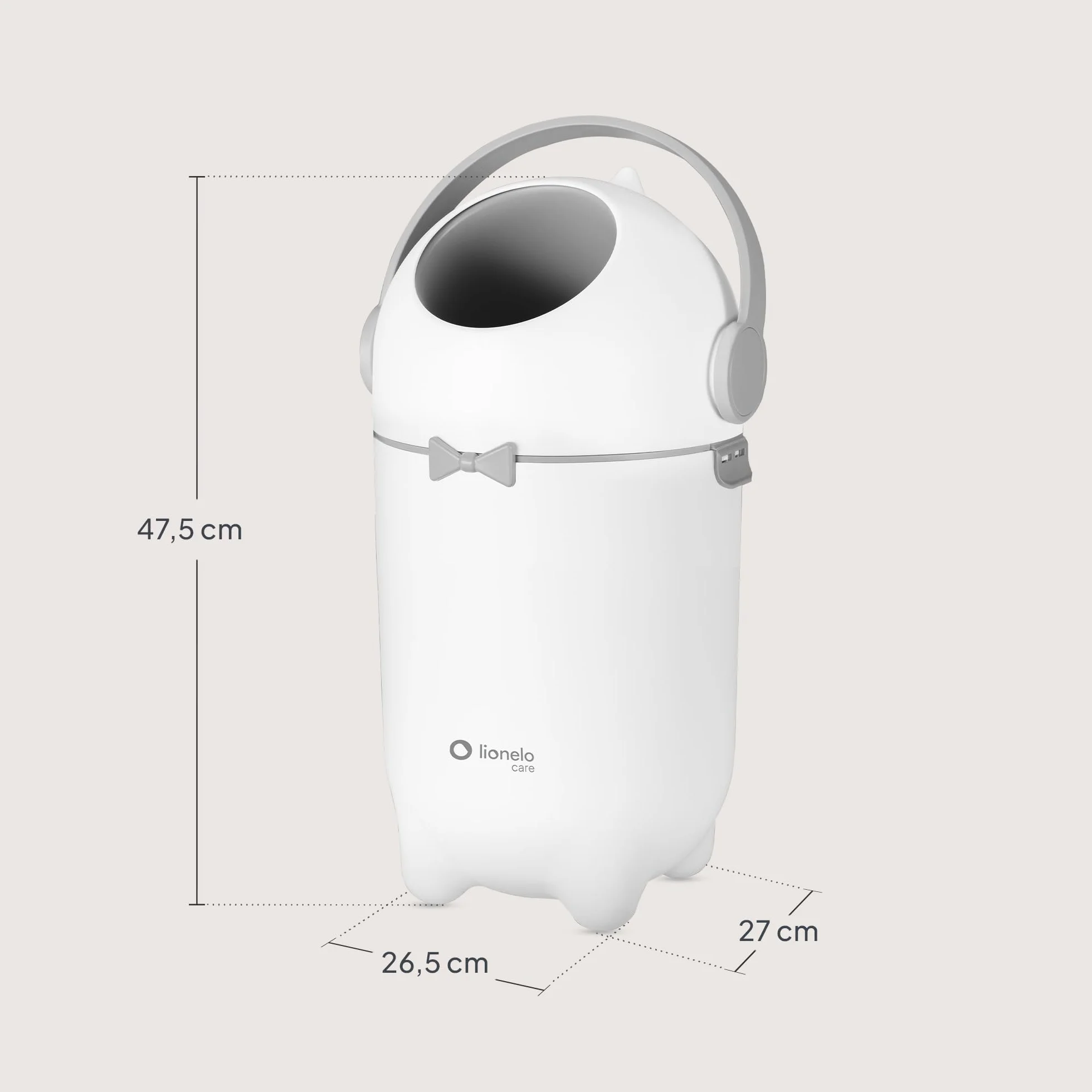 lionelo PUREBIN Mangiapannolini Universale che non lascia uscire gli odori, per sacchetti universali senza ricariche costose, bidone pannolini per neonati, uso con una mano, 10 l (Bianco)