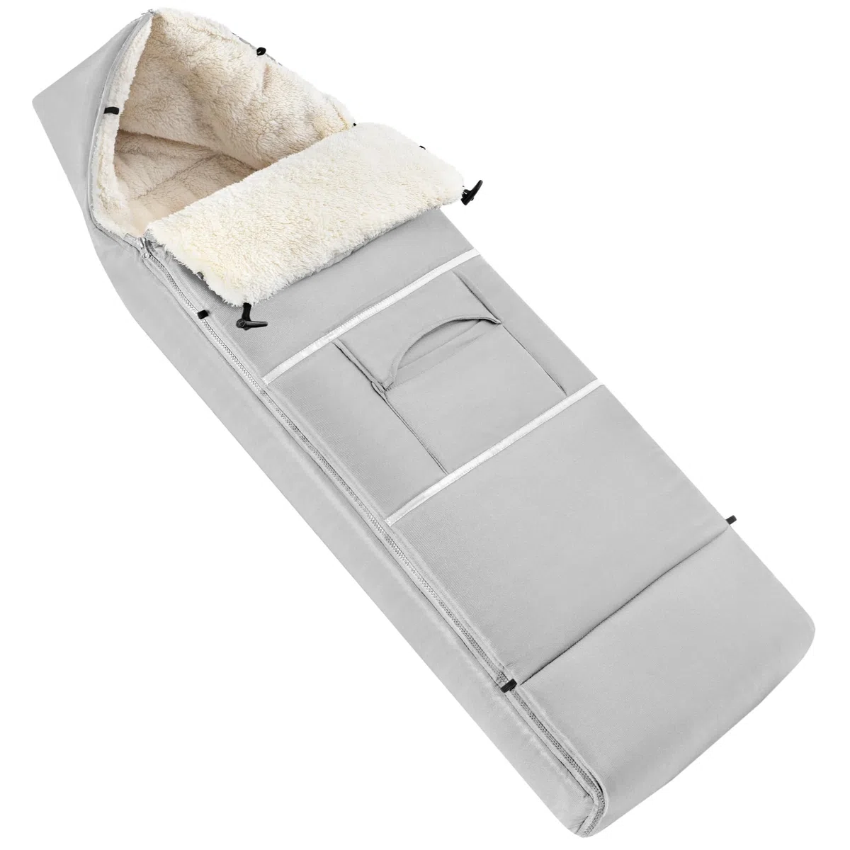 Navaris Sacco Passeggino Invernale Extra Large - Sacco Termico Passeggino Universale Grande - Coprigambe Carrozzina Neonato Bambino - Impermeabile con Cerniera - Da 12 a 48 Mesi - Grigio Chiaro
